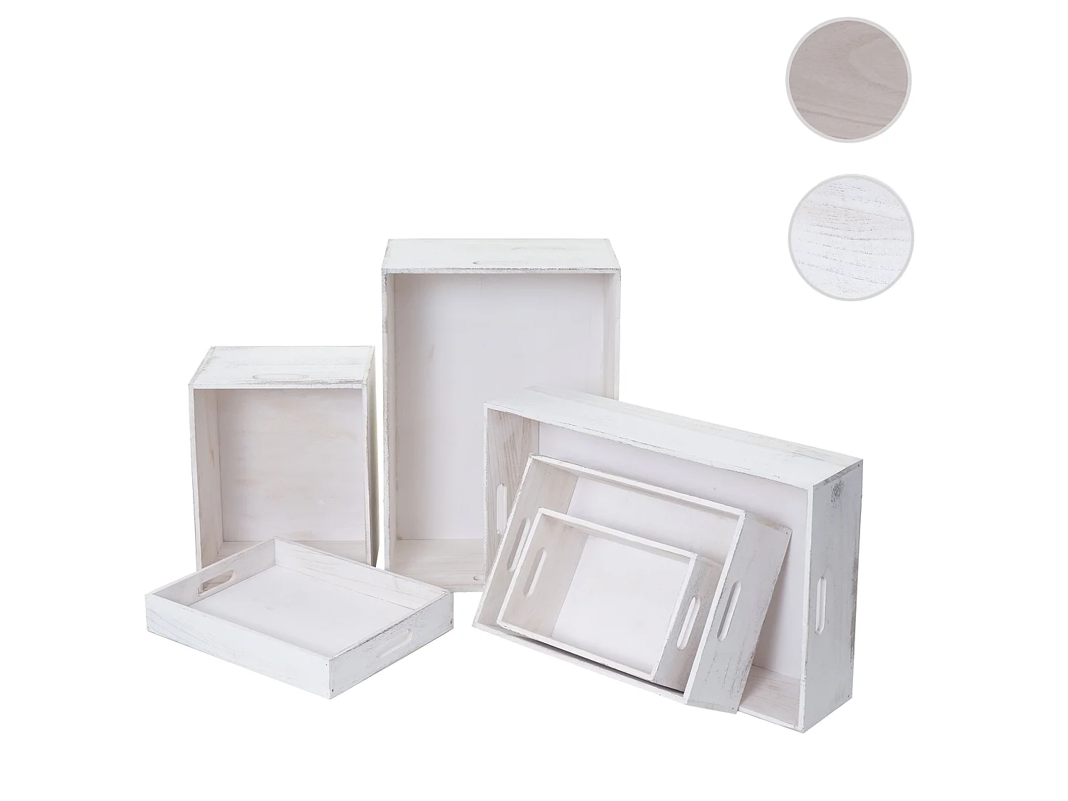 Set 6x scatole vassoi MCW-C20 legno di paulonia 6 misure bianco