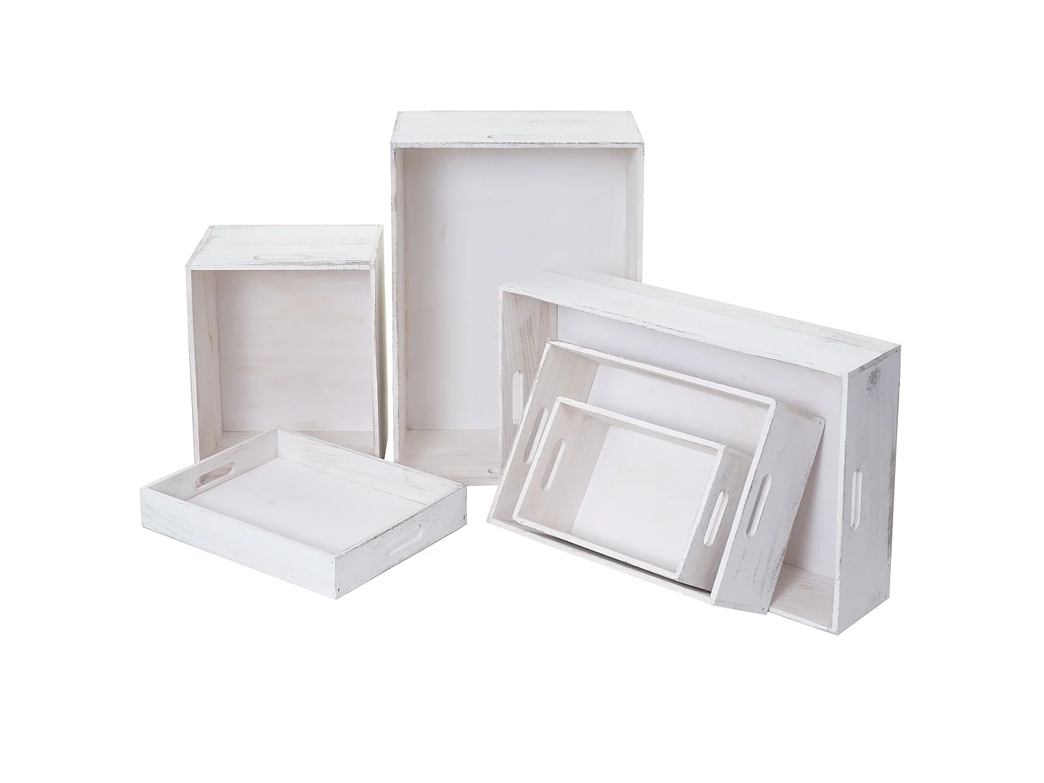 Boîte en bois MCW-C20 (lot de 6),  blanc shabby