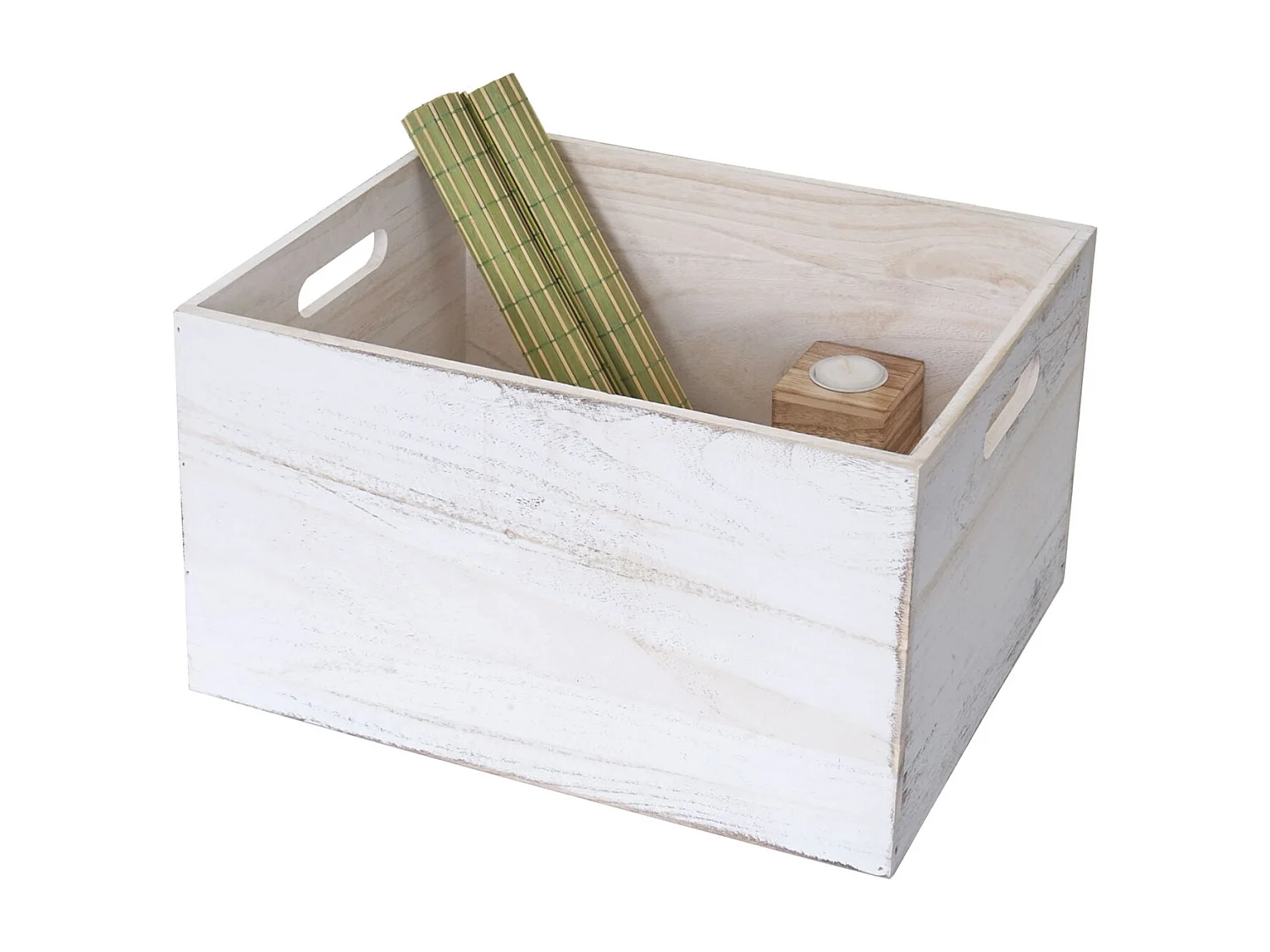 Pudełko drewniane MCW-C20 (zestaw 6 sztuk),  białe shabby