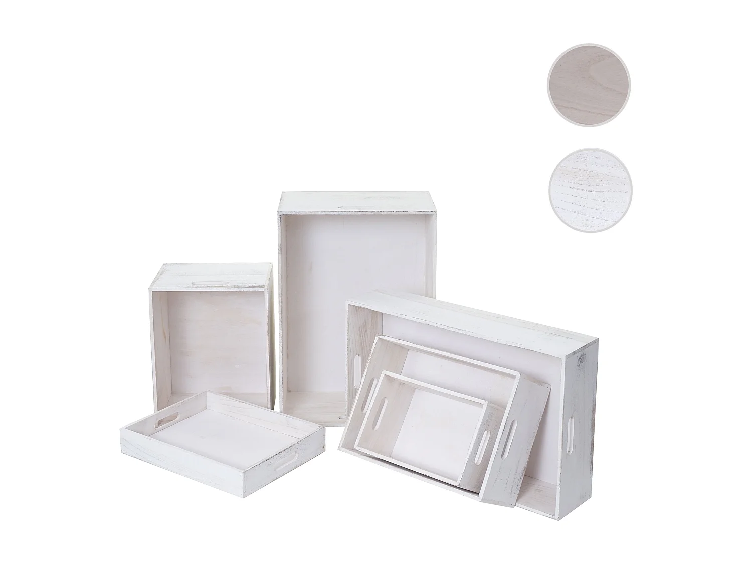 Pudełko drewniane MCW-C20 (zestaw 6 sztuk),  białe shabby