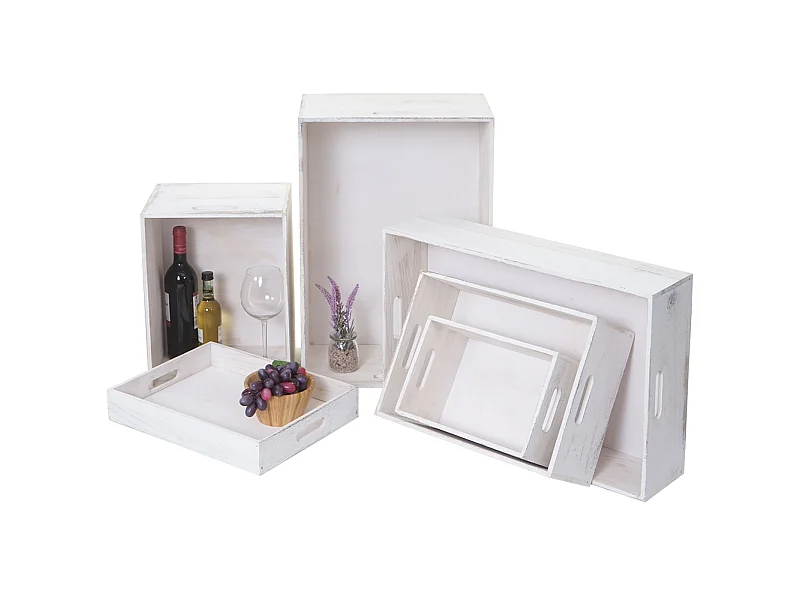 Caixa de madeira MCW-C20 (conjunto de 6),  branco gasto