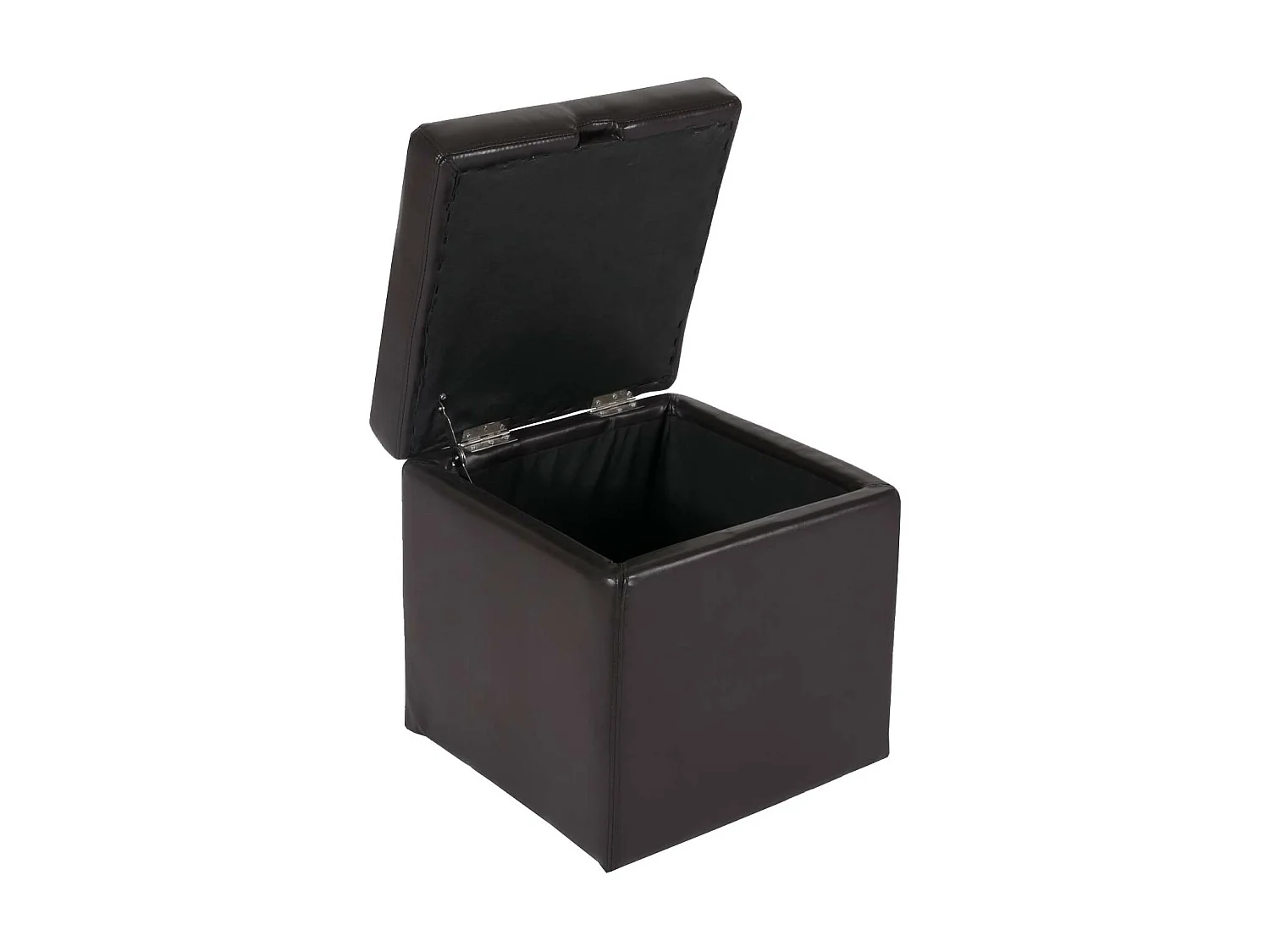 Poggiapiedi pouf contenitore sgabello elegante Onex pelle 44x44x45cm FSC marrone