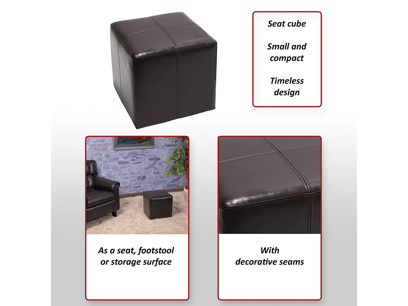 Pouf Carrara,  marron