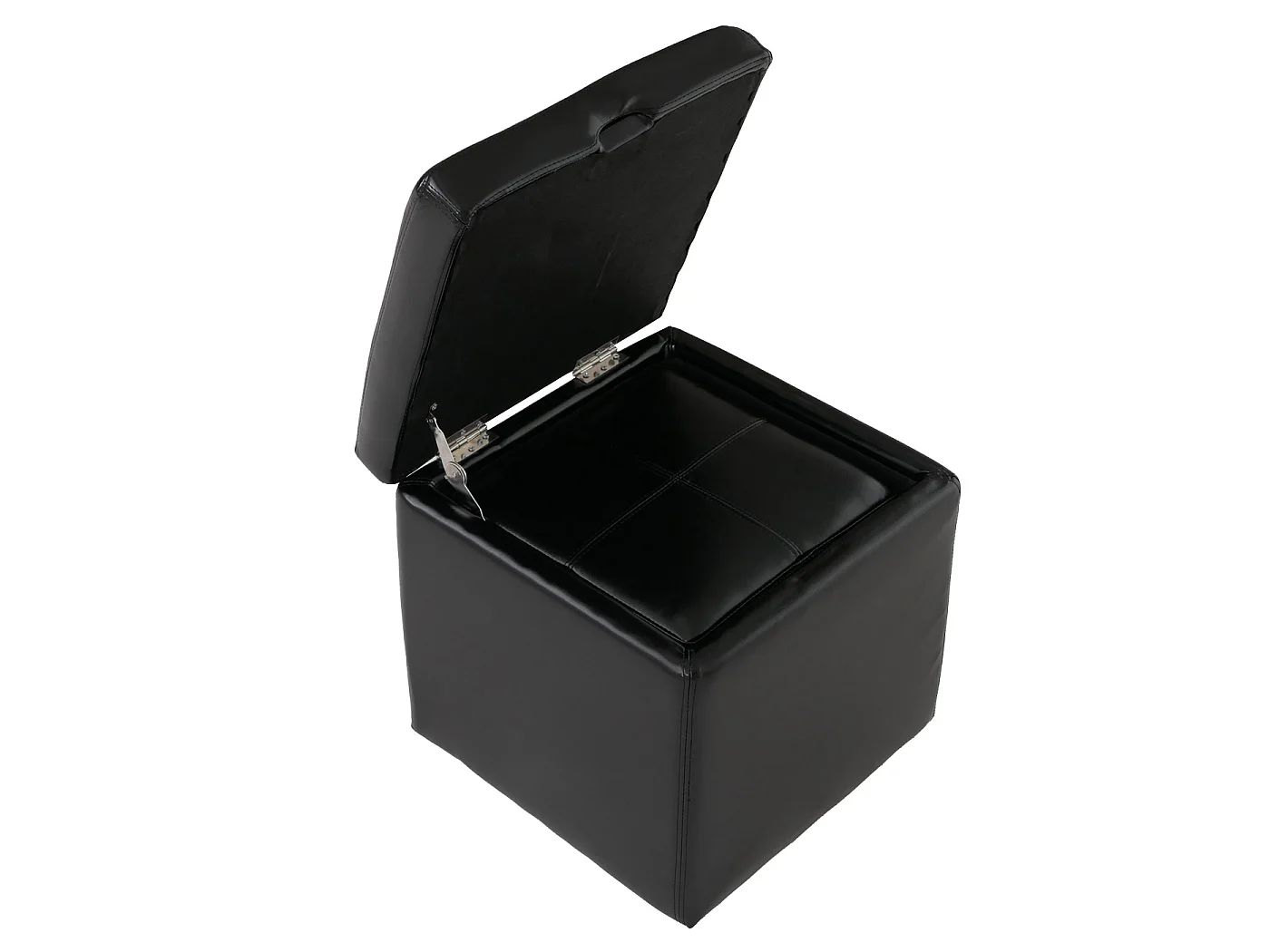 Set poggiapiedi con pouf contenitore sgabello elegante Onex pelle rivestita nero