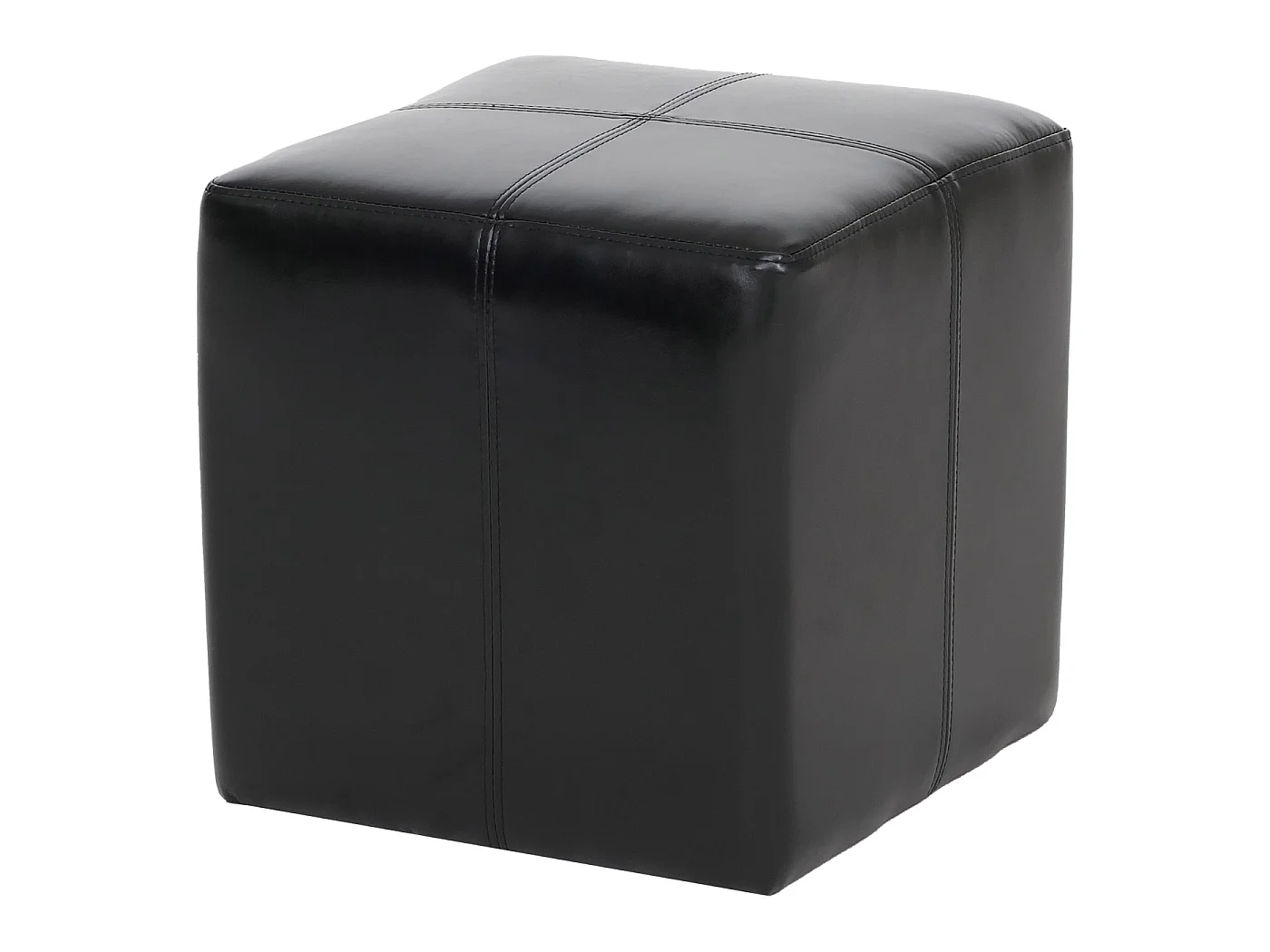 Set poggiapiedi con pouf contenitore sgabello elegante Onex pelle rivestita nero