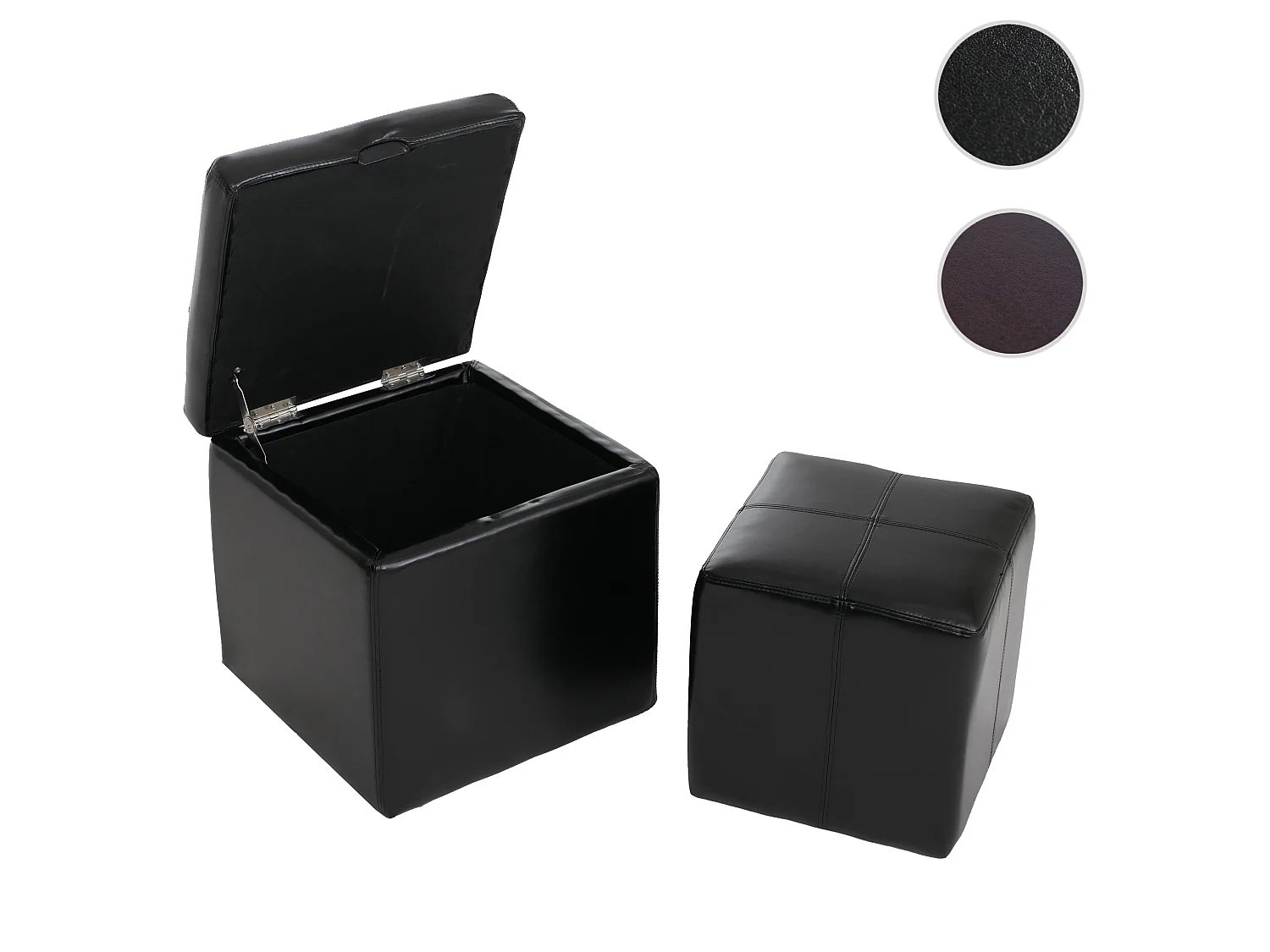 Sitzhocker Carrara (2er-Set), Schwarz