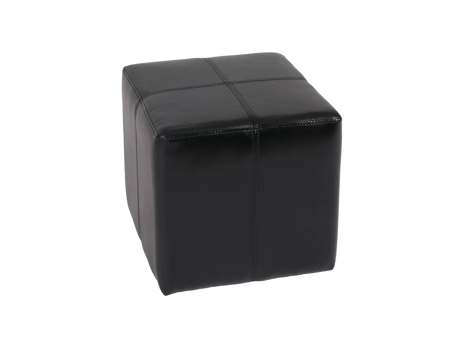 Pouf Carrara, Pouf dé, tabouret Onex, cuir, 36x36x36cm, noir