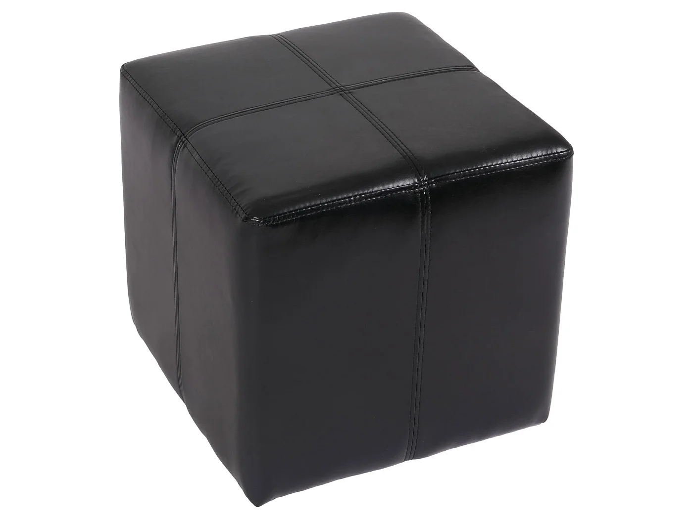 Pouf Carrara, Pouf dé, tabouret Onex, cuir, 36x36x36cm, noir