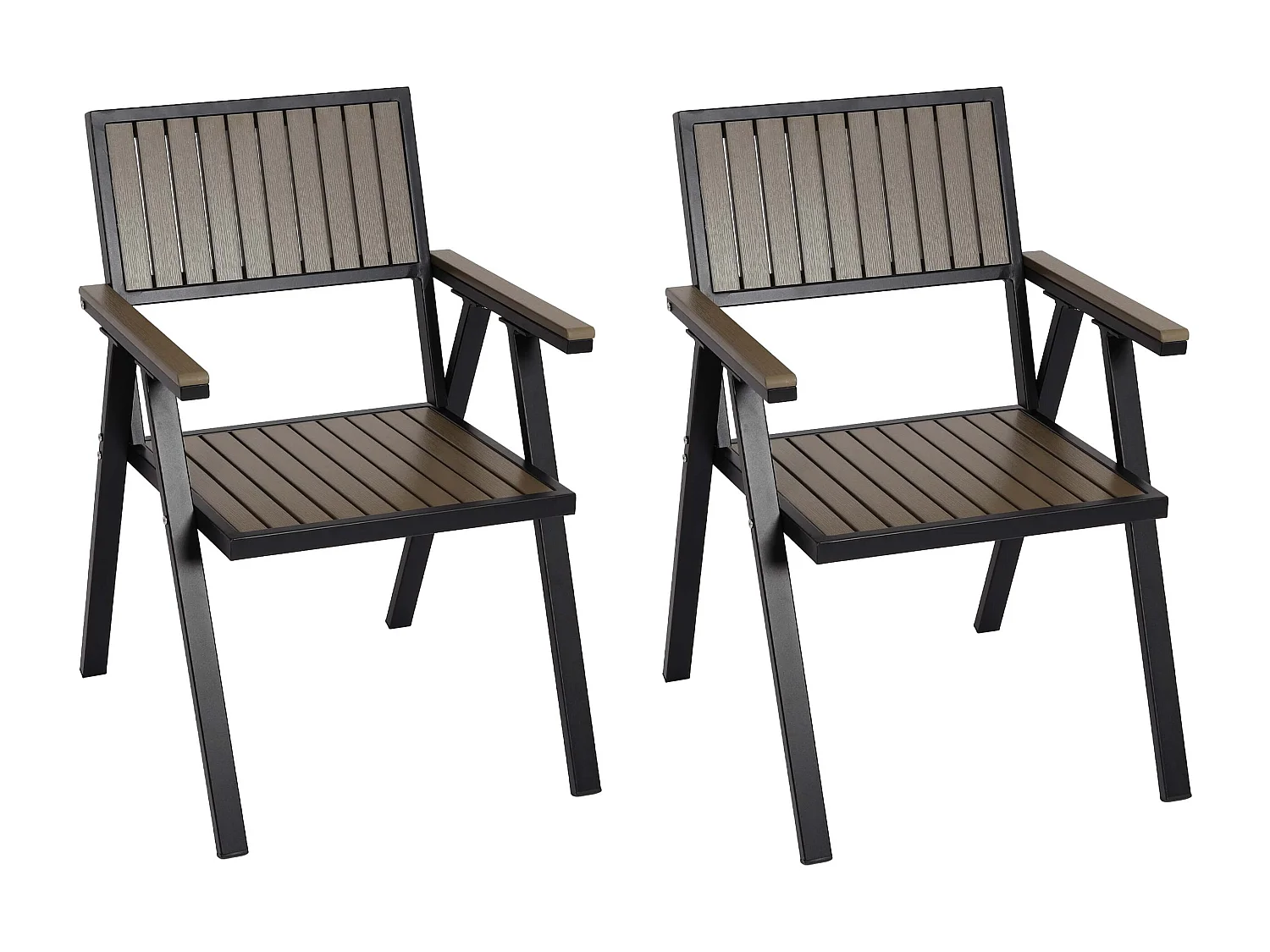 Gartenstuhl MCW-J95 (2er-Set), Gestell schwarz, grau