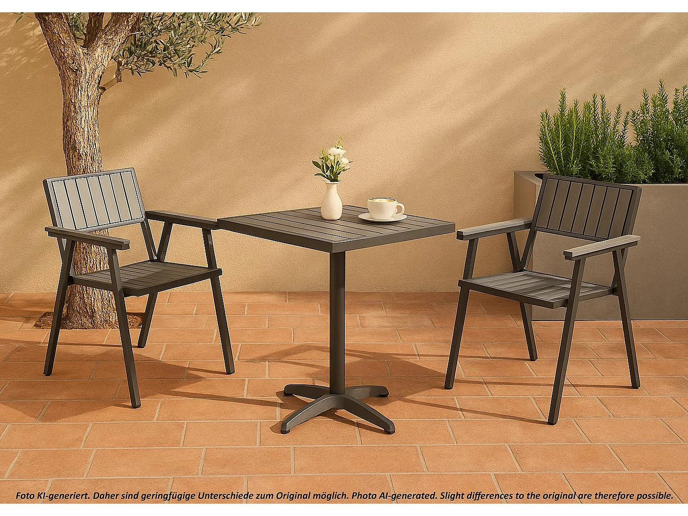 Chaise de jardin MCW-J95 (lot de 2),  structure noire, grise