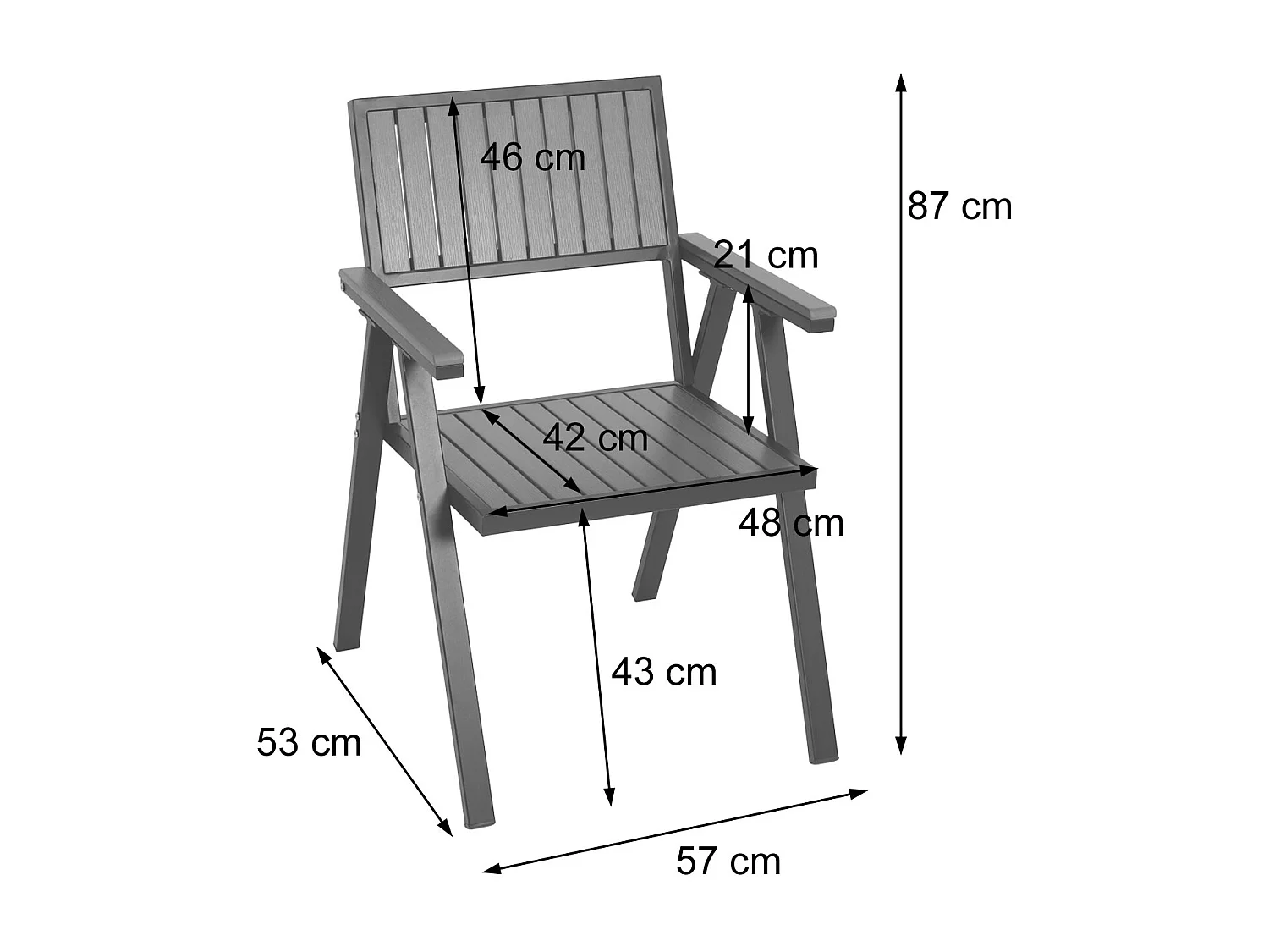 Tuinstoel MCW-J95 (set van 2),  frame champagne, grijs