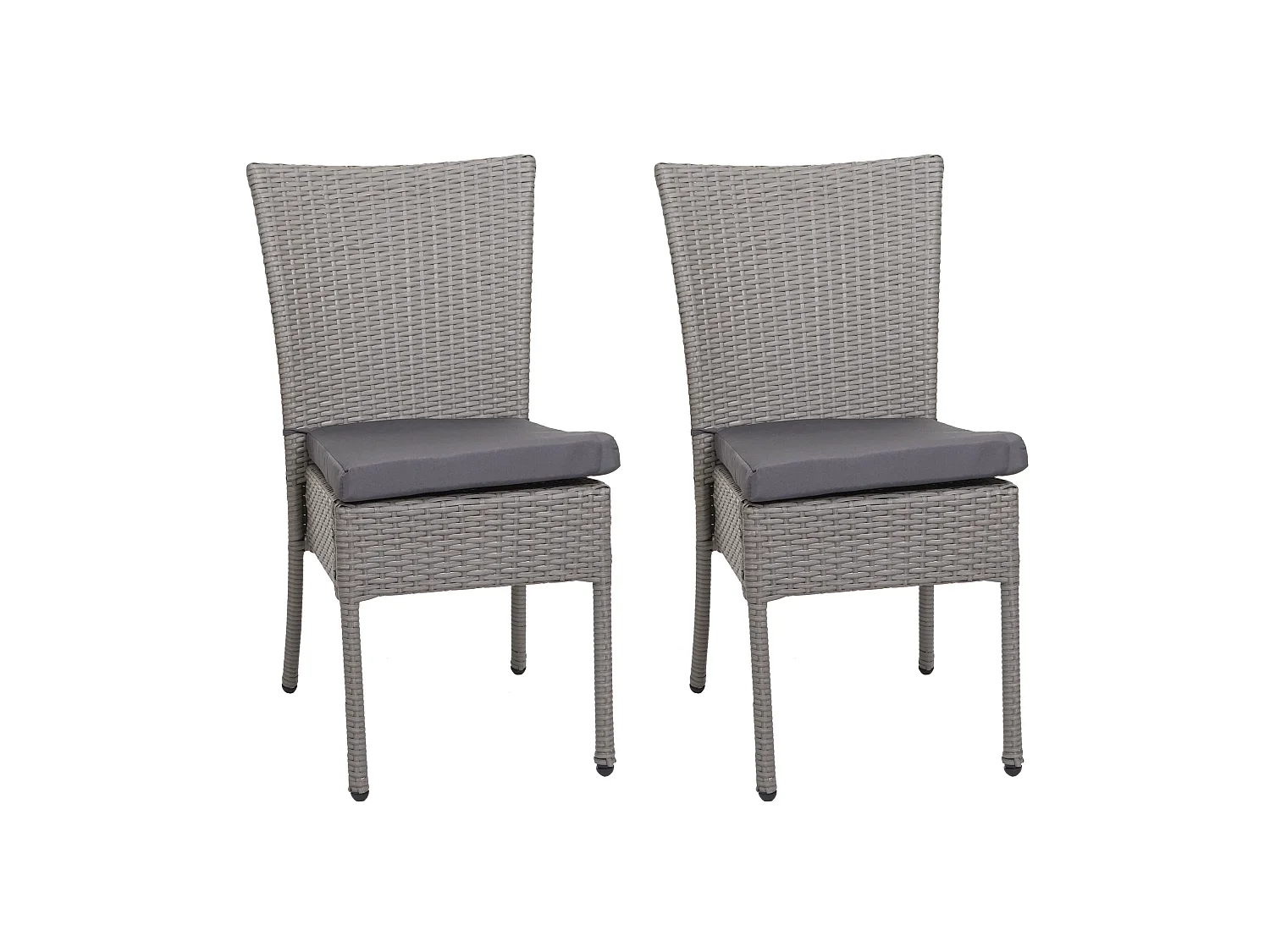 Poly-Rattan Chaise MCW-G19 (lot de 2),  gris, coussin gris foncé