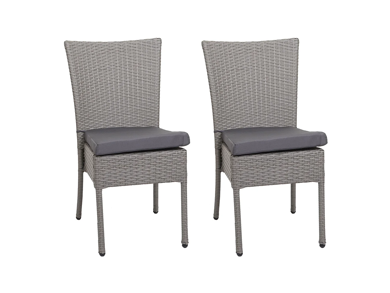 Poly-rattan stoel MCW-G19 (set van 2),  grijs, donkergrijze kussens