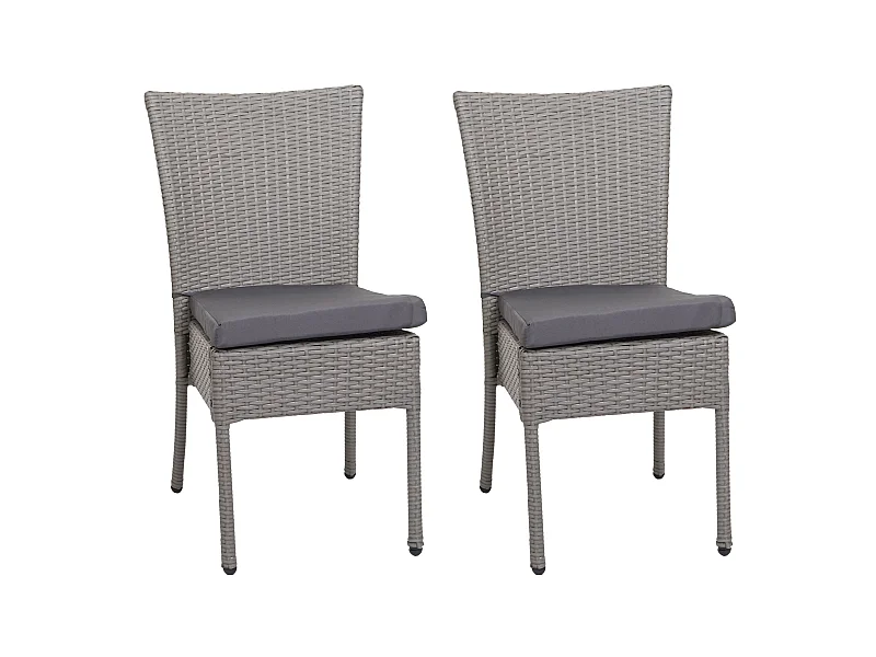 Poly-Rattan Chaise MCW-G19 (lot de 2),  gris, coussin gris foncé