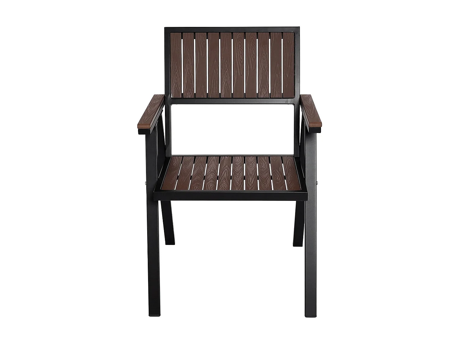 Chaise de jardin MCW-J95 (lot de 2),  châssis noir, marron foncé