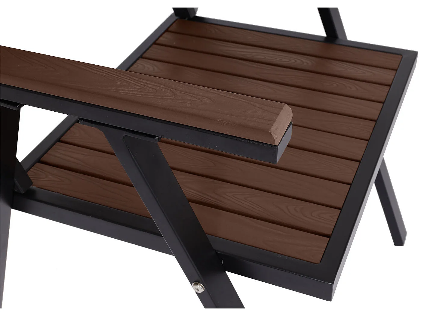 Chaise de jardin MCW-J95 (lot de 2),  châssis noir, marron foncé