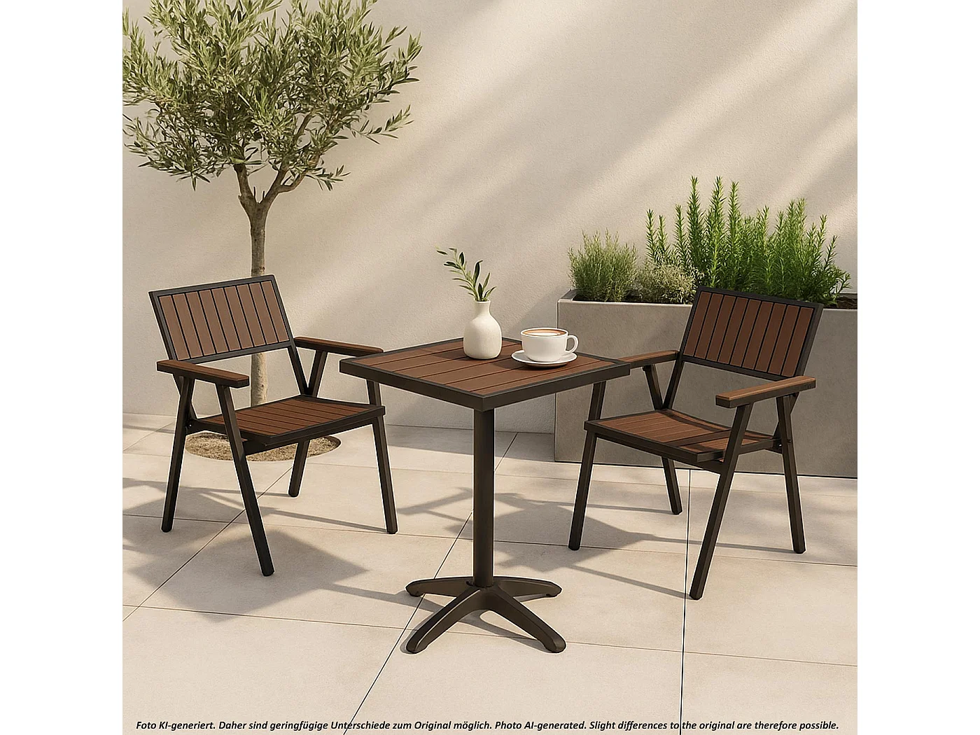 Chaise de jardin MCW-J95 (lot de 2),  châssis noir, marron foncé