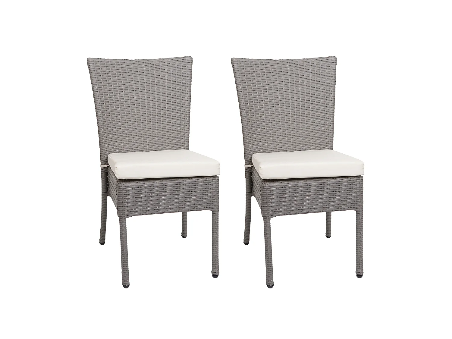 Poly-Rattan Chaise MCW-G19 (lot de 2),  gris, coussin crème