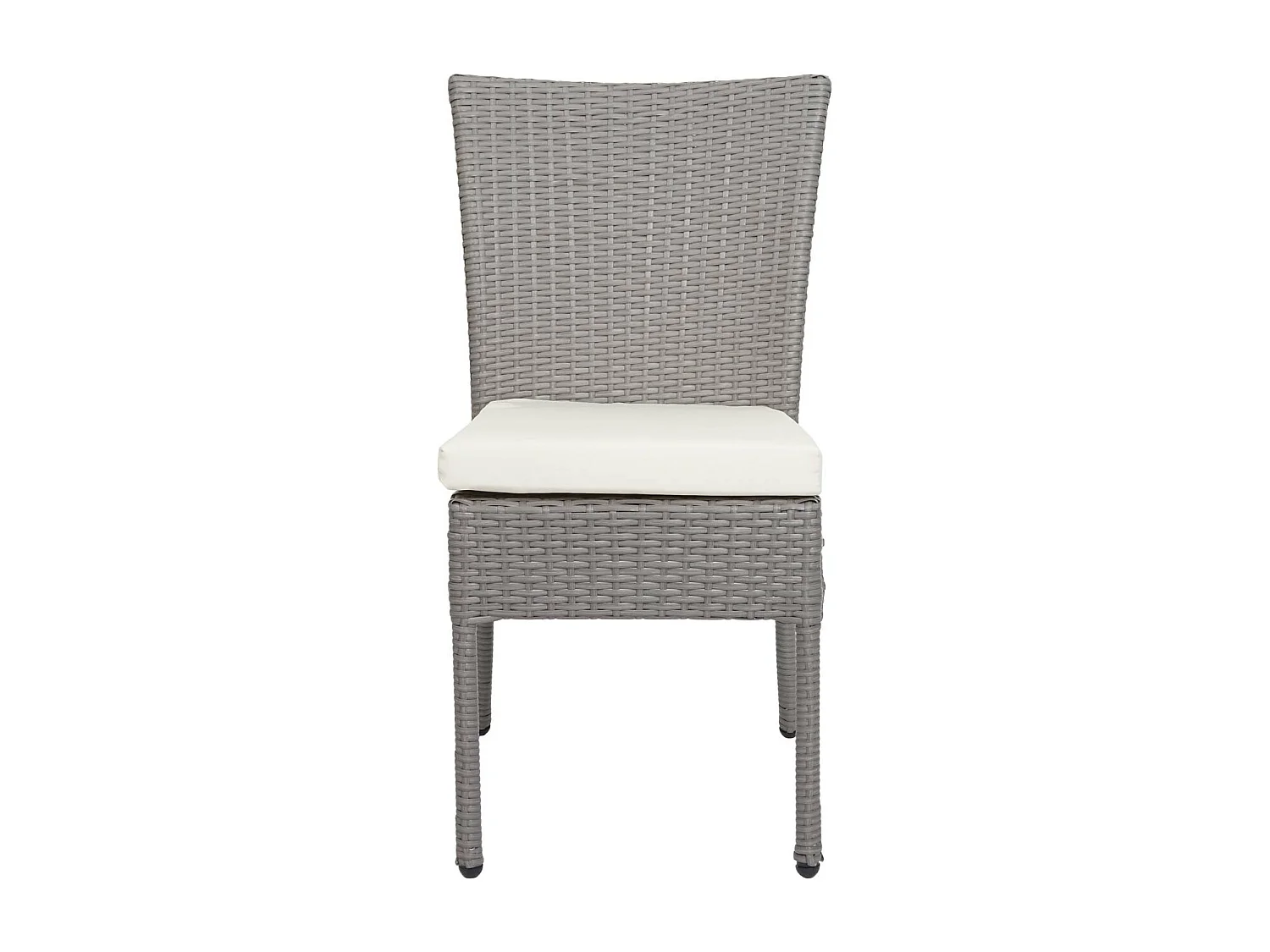 Poly-rattan stoel MCW-G19 (set van 2),  grijs, crèmekleurige kussens