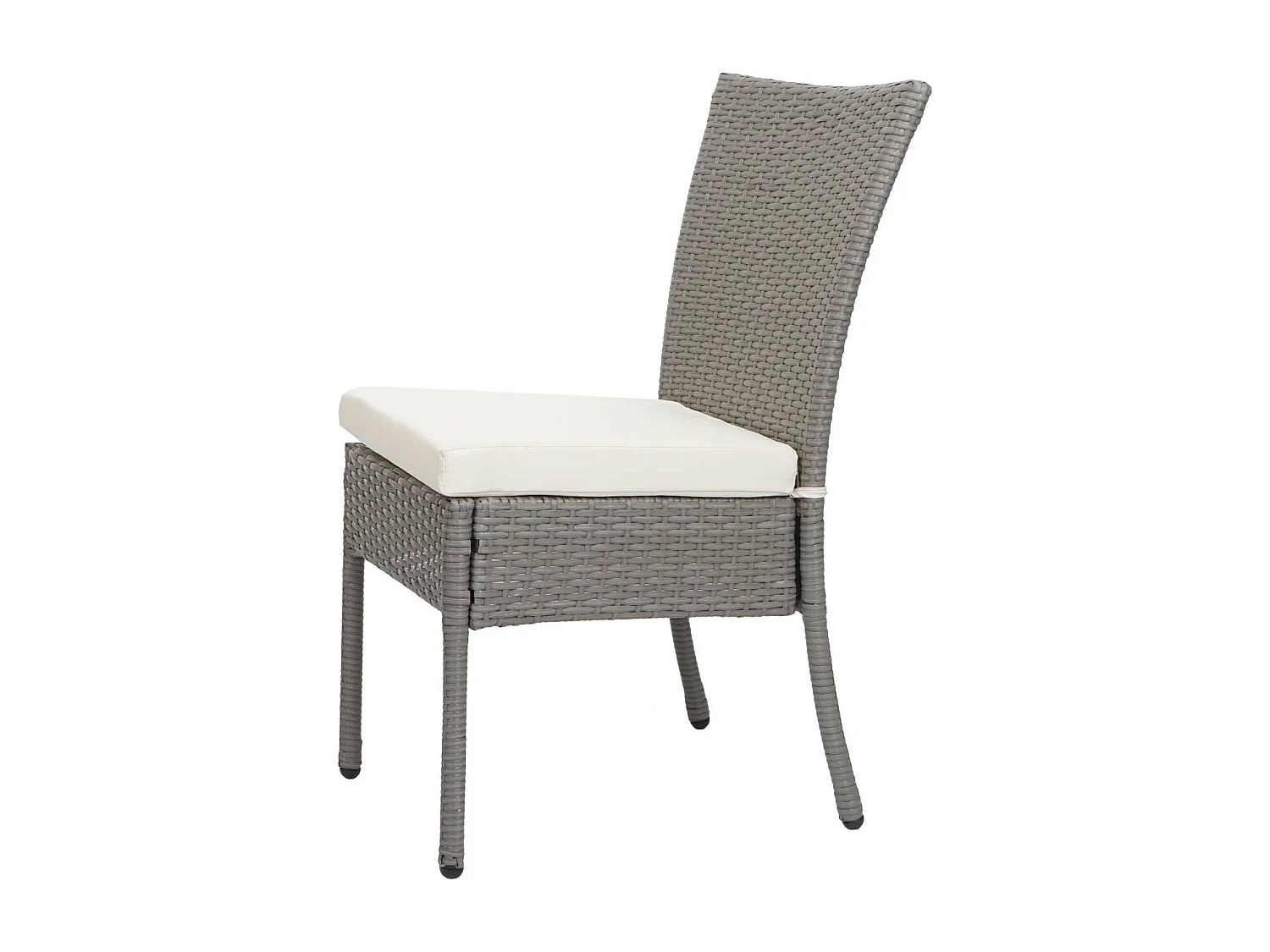 Poly-rattan stoel MCW-G19 (set van 2),  grijs, crèmekleurige kussens