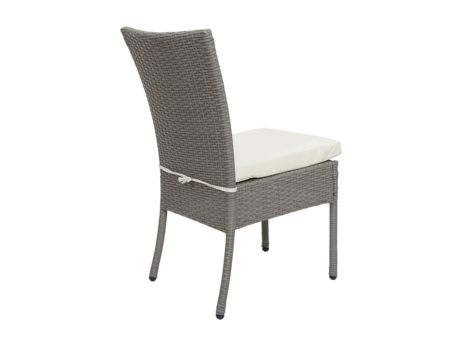 Poly-rattan stoel MCW-G19 (set van 2),  grijs, crèmekleurige kussens