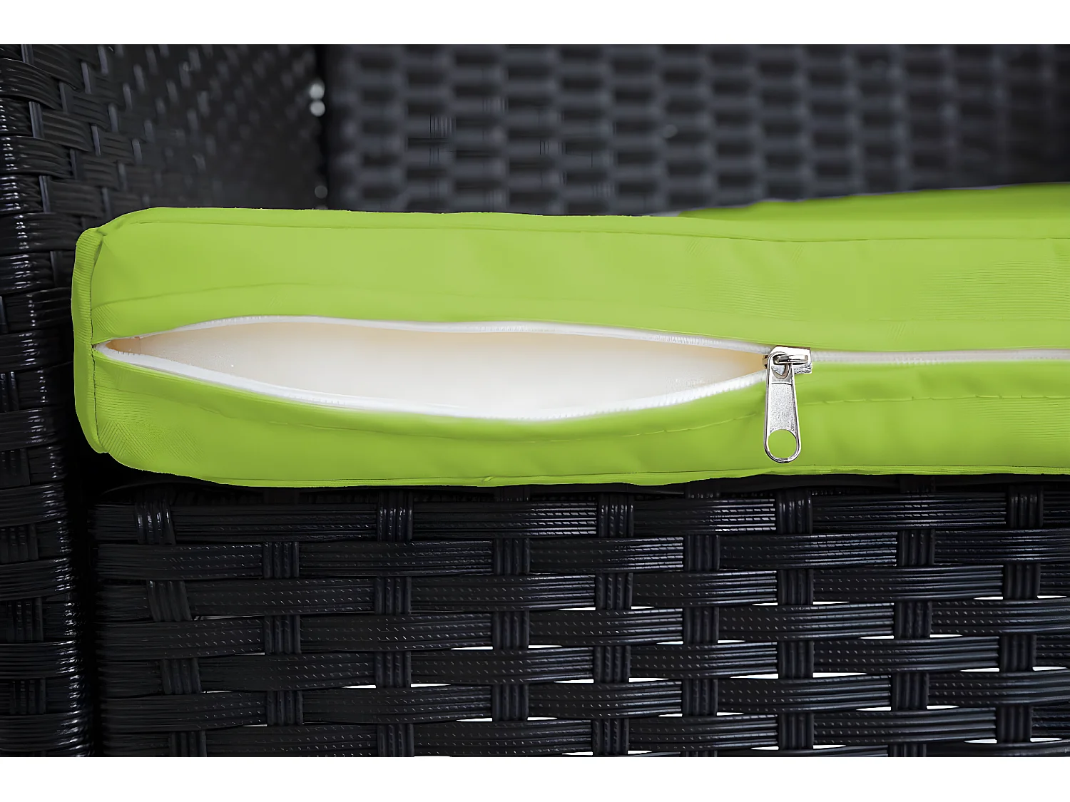 Poly-Rattan Sessel Halden (2er-Set), Anthrazit, Kissen grün