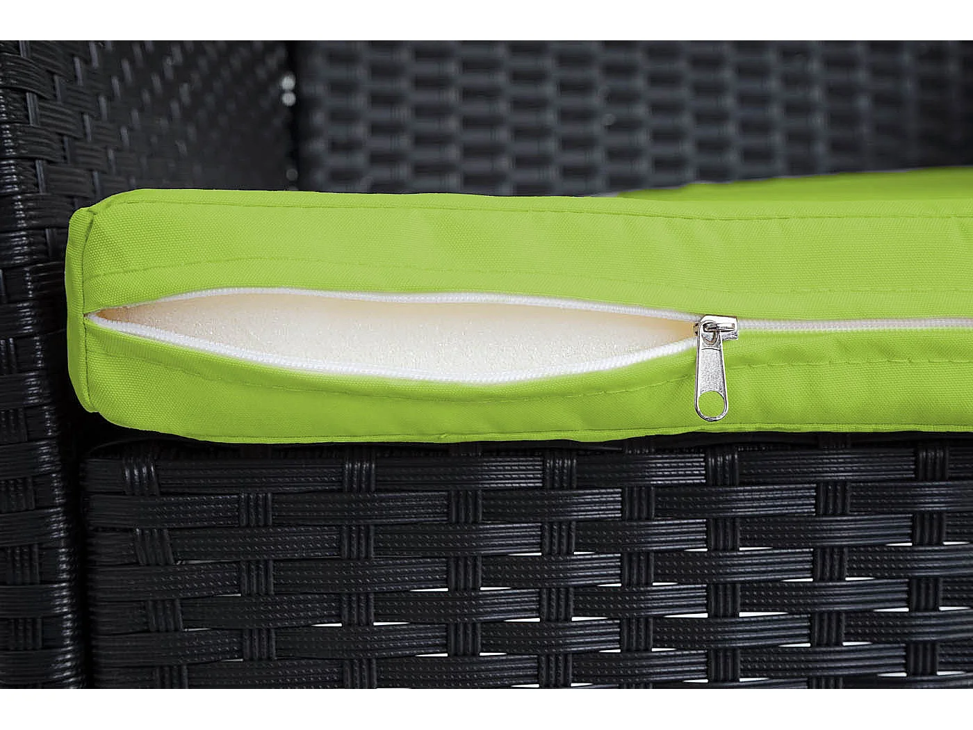 Poly-Rattan Sessel Halden (2er-Set), Anthrazit, Kissen grün