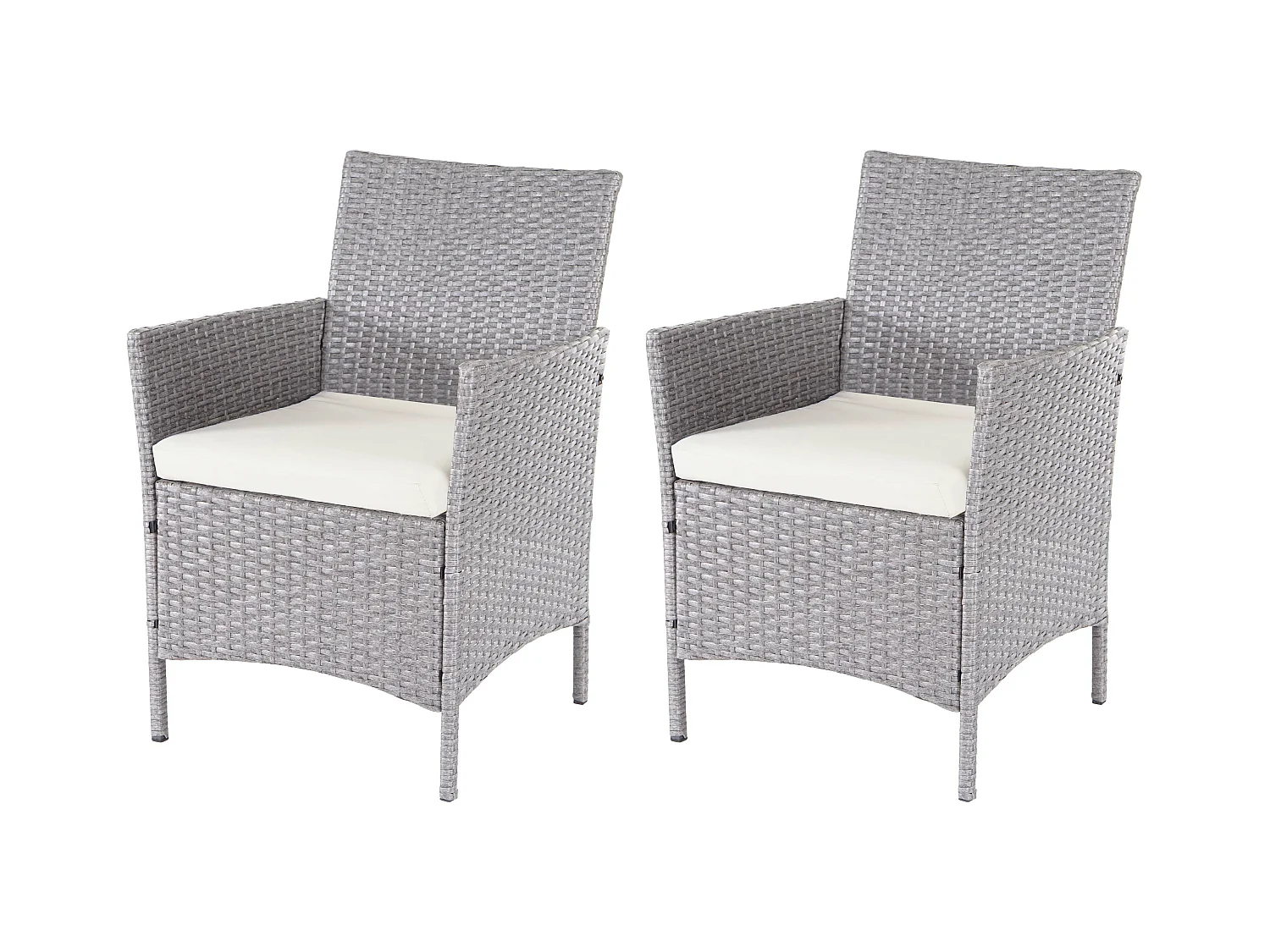 Polyrotan fauteuils Halden (set van 2),  grijs, crèmekleurige kussens