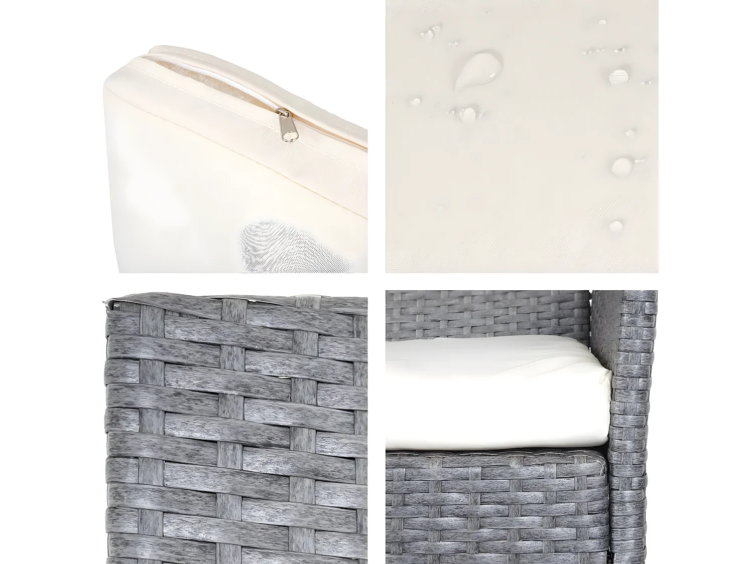 Poly-Rattan Sessel Halden (2er-Set), Grau, Kissen creme