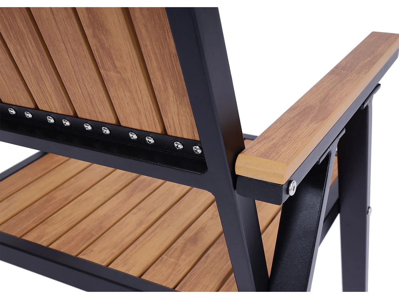 Cadeira de jardim MCW-J95 (conjunto de 2),  estrutura preta, teca