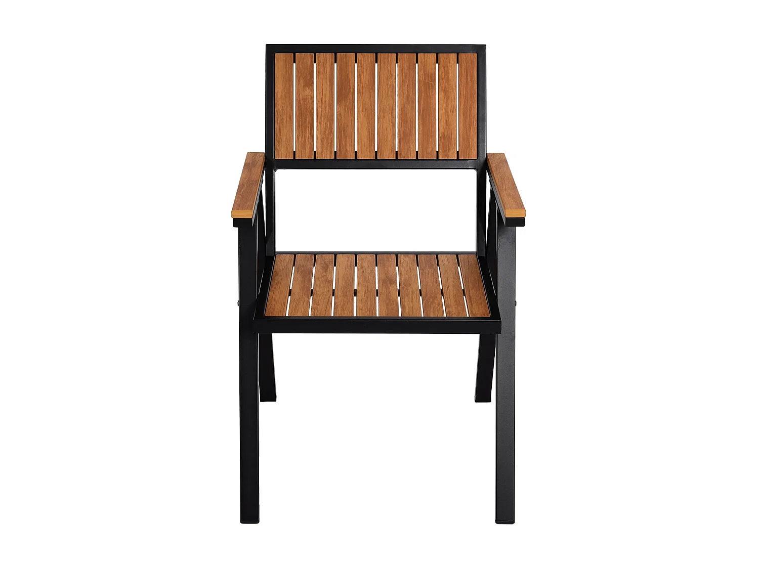 Cadeira de jardim MCW-J95 (conjunto de 2),  estrutura preta, teca