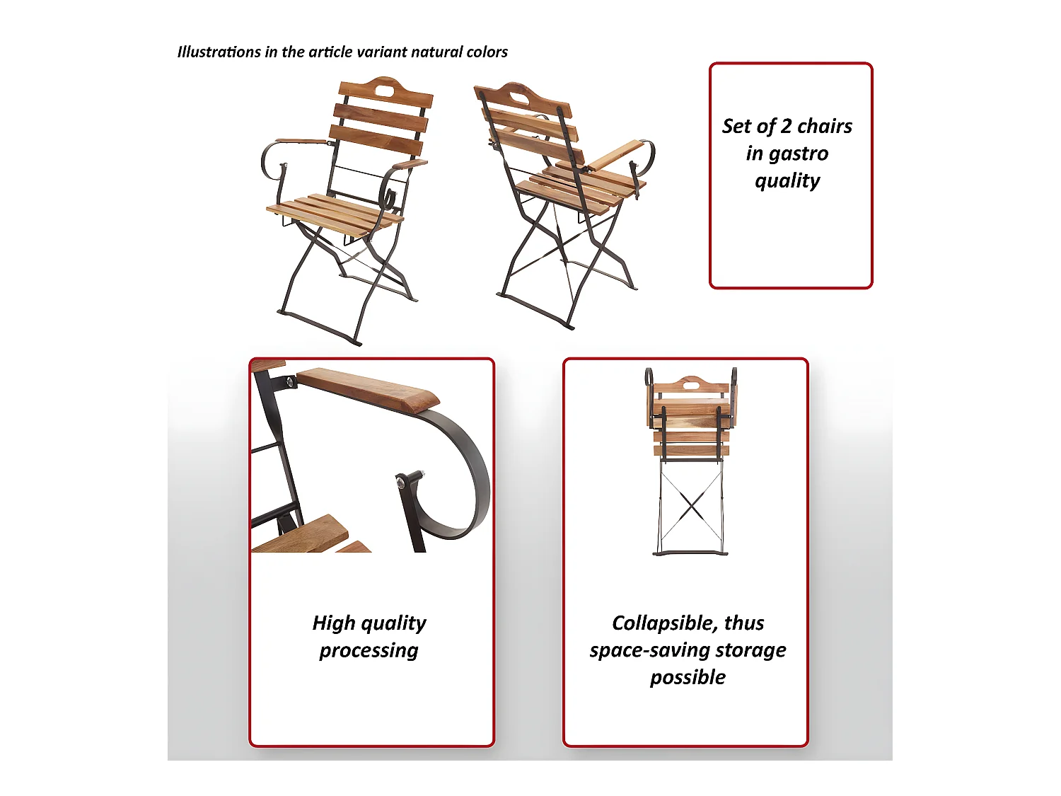 Chaise de brasserie MCW-J40 (lot de 2),  brun