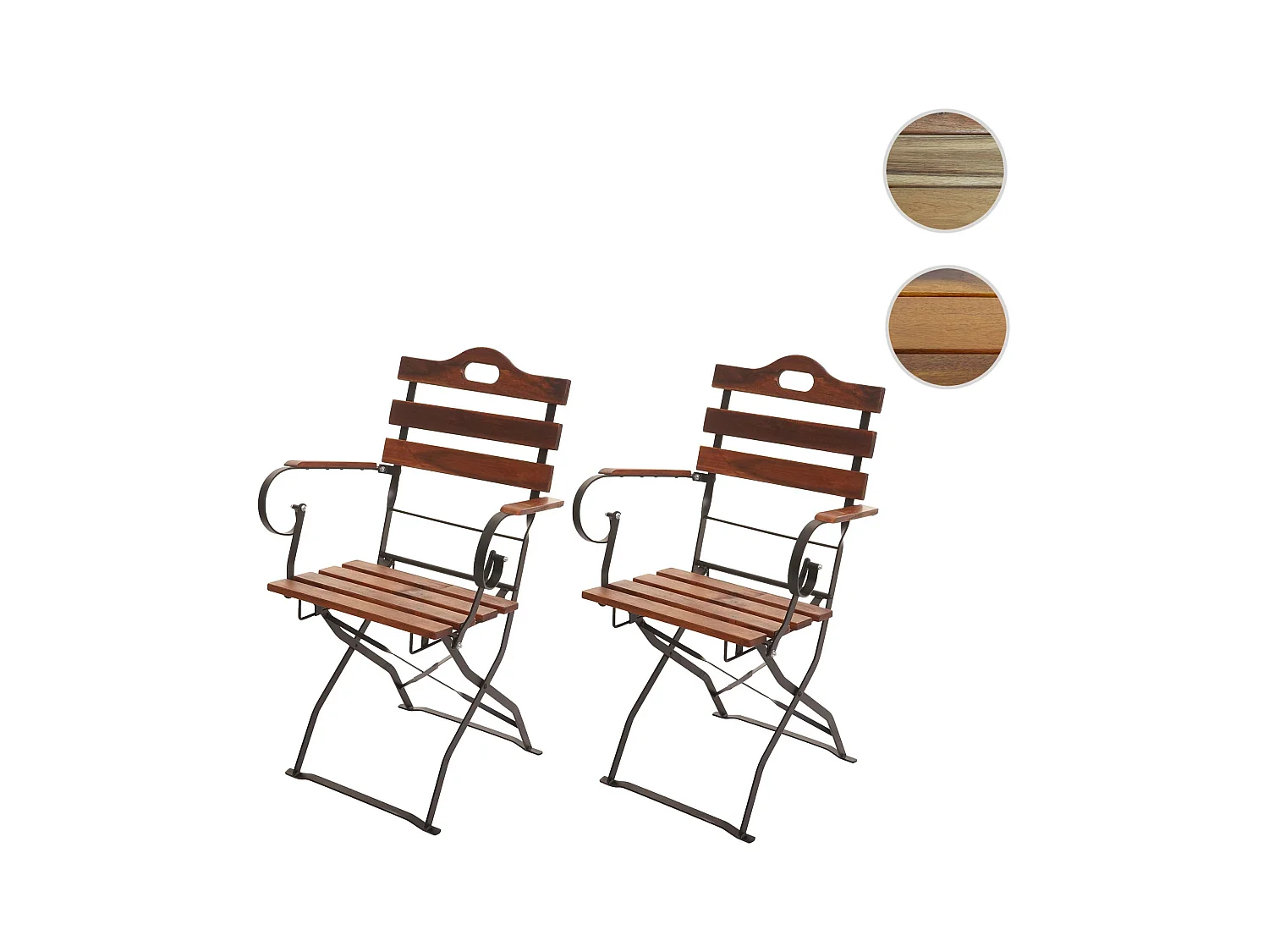 Chaise de brasserie MCW-J40 (lot de 2),  brun