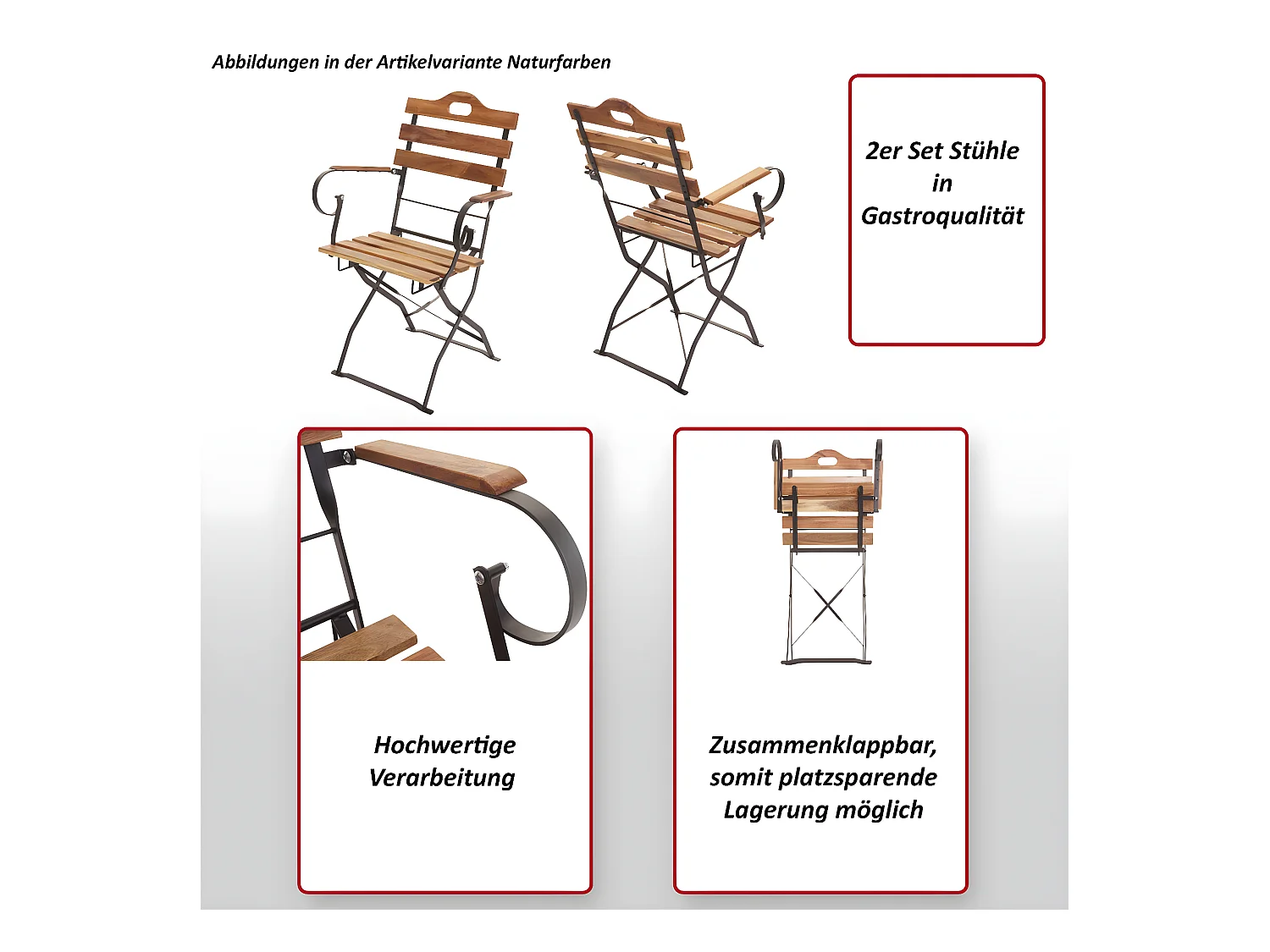 Chaise de brasserie MCW-J40 (lot de 2),  brun