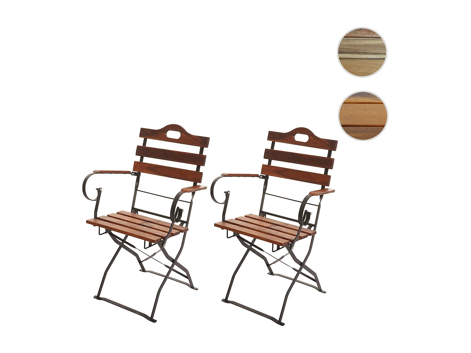 Chaise de brasserie MCW-J40 (lot de 2),  brun