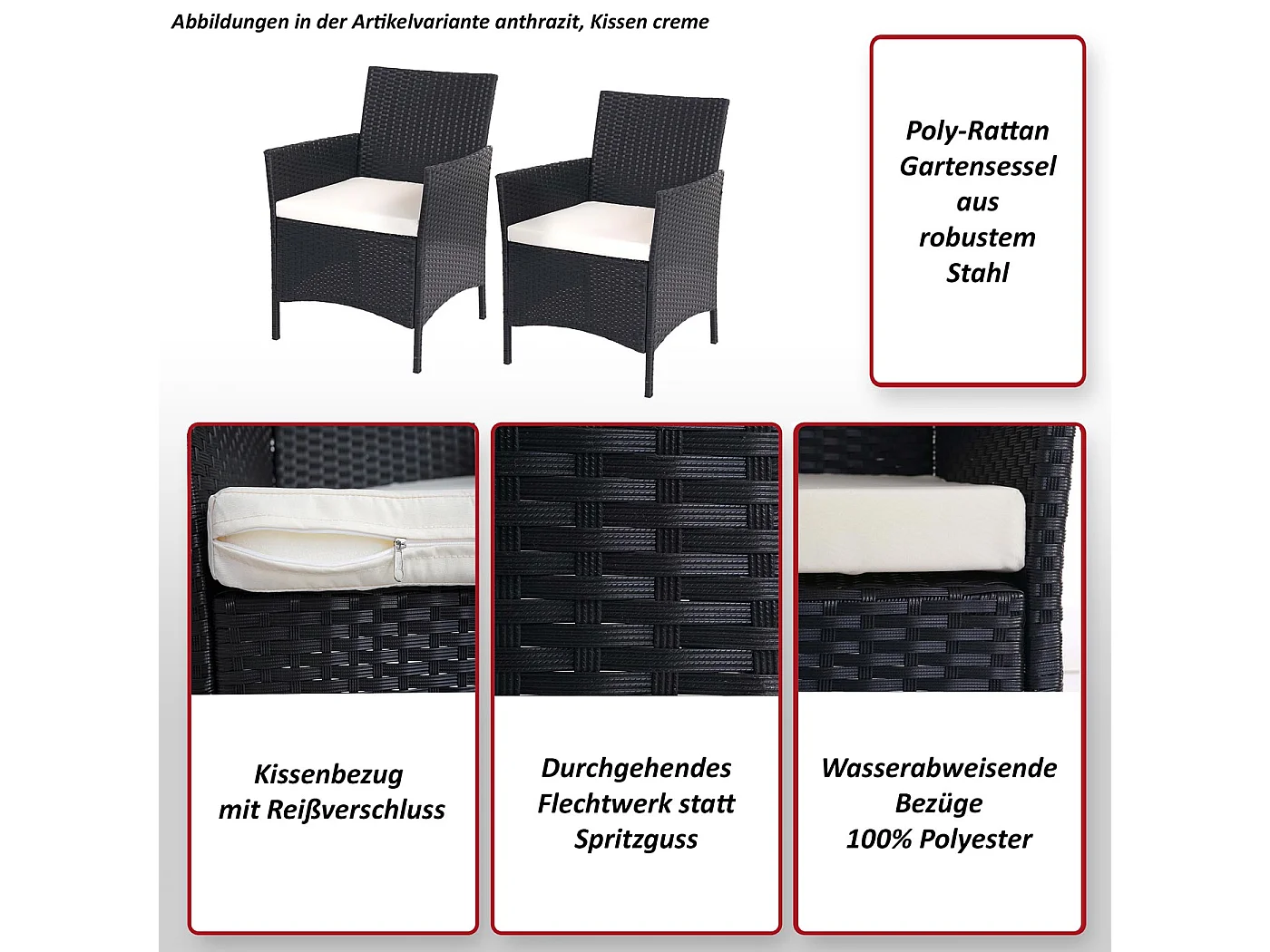 Poly-Rattan Sessel Halden (2er-Set), Braun-meliert, Kissen grün