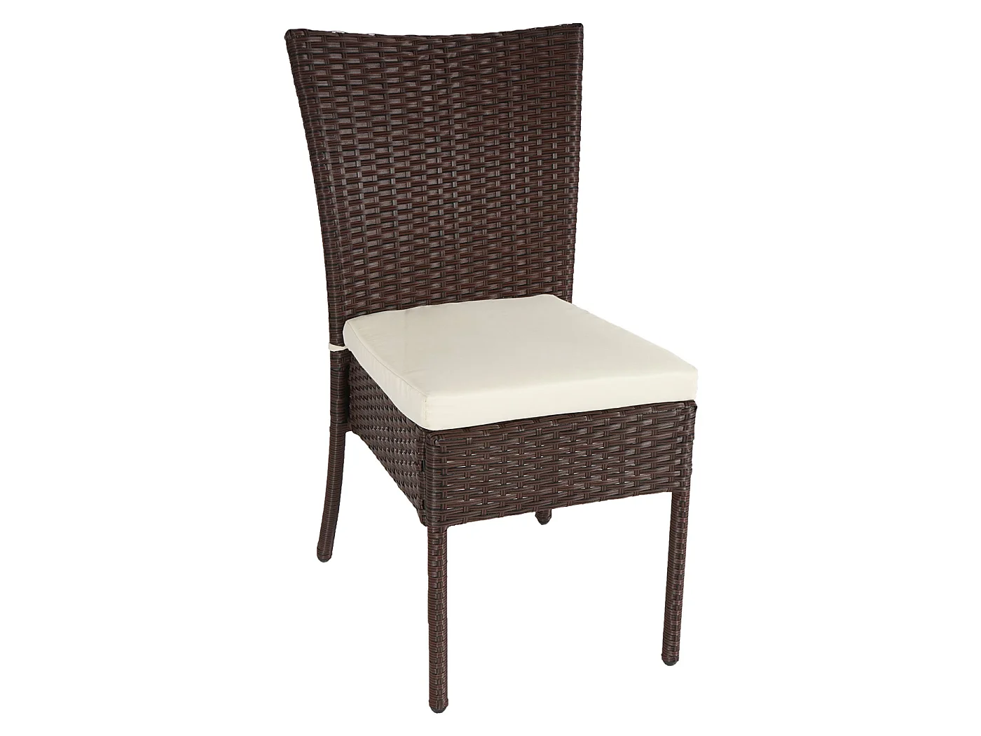 Poly-rattan stoel MCW-G19 (set van 2),  bruin, crèmekleurige kussens