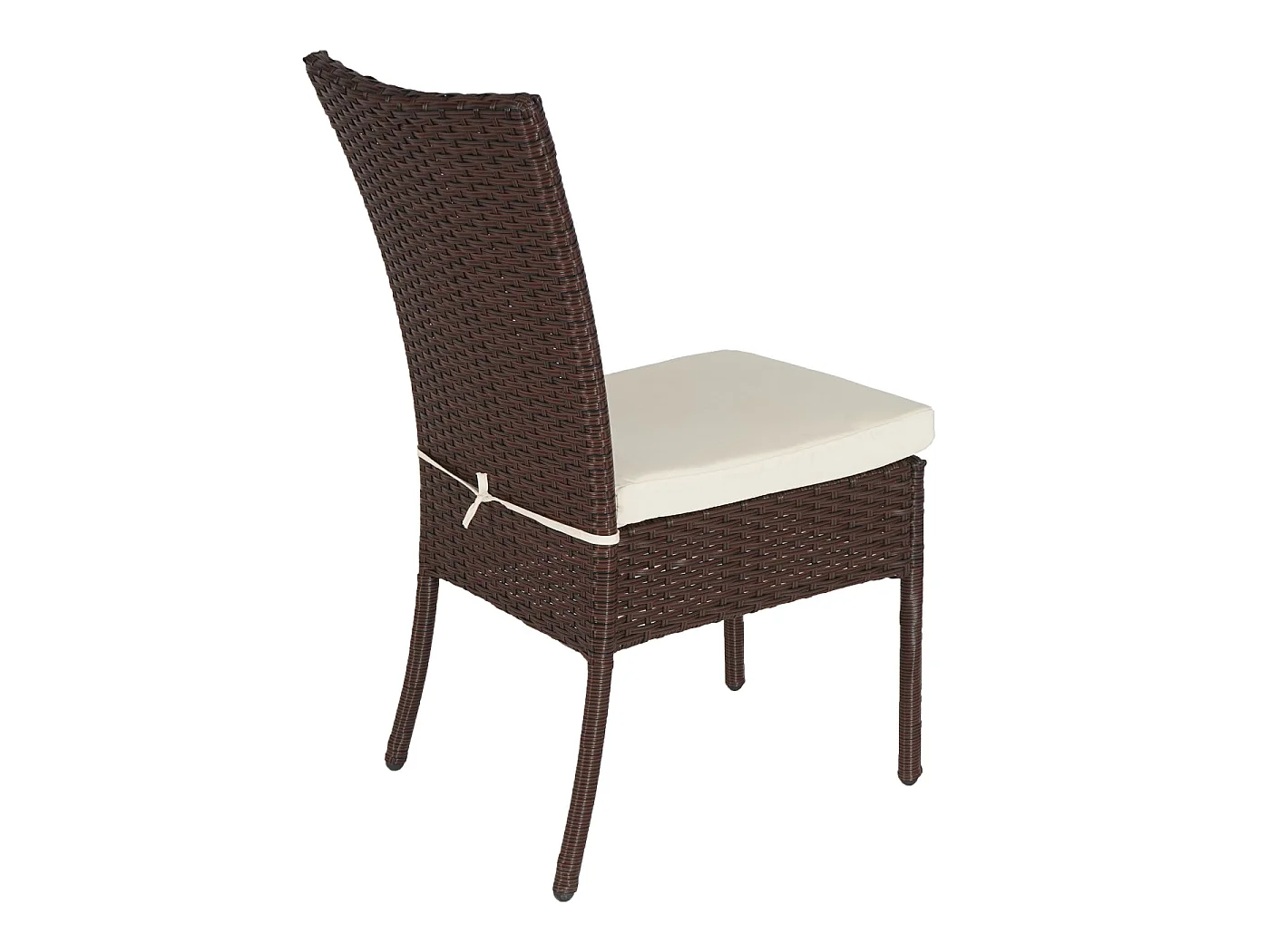 Poly-rattan stoel MCW-G19 (set van 2),  bruin, crèmekleurige kussens