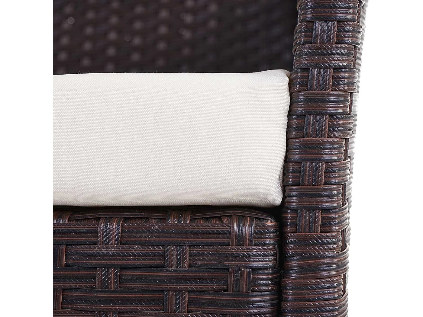 Fauteuil en poly rotin Halden (lot de 2),  marron chiné, coussin crème