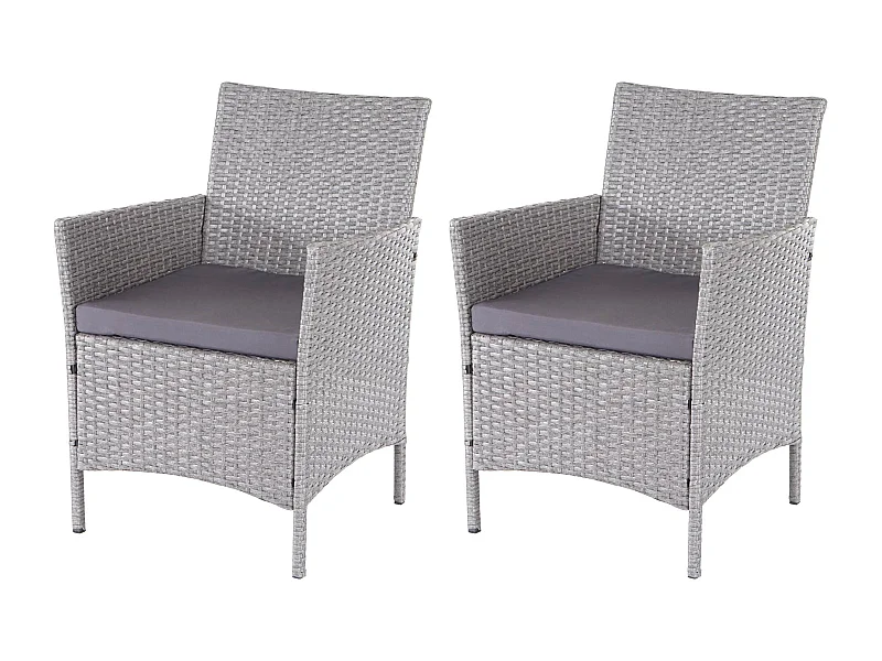 Polyrotan fauteuils Halden (set van 2),  grijs, antraciet kussens