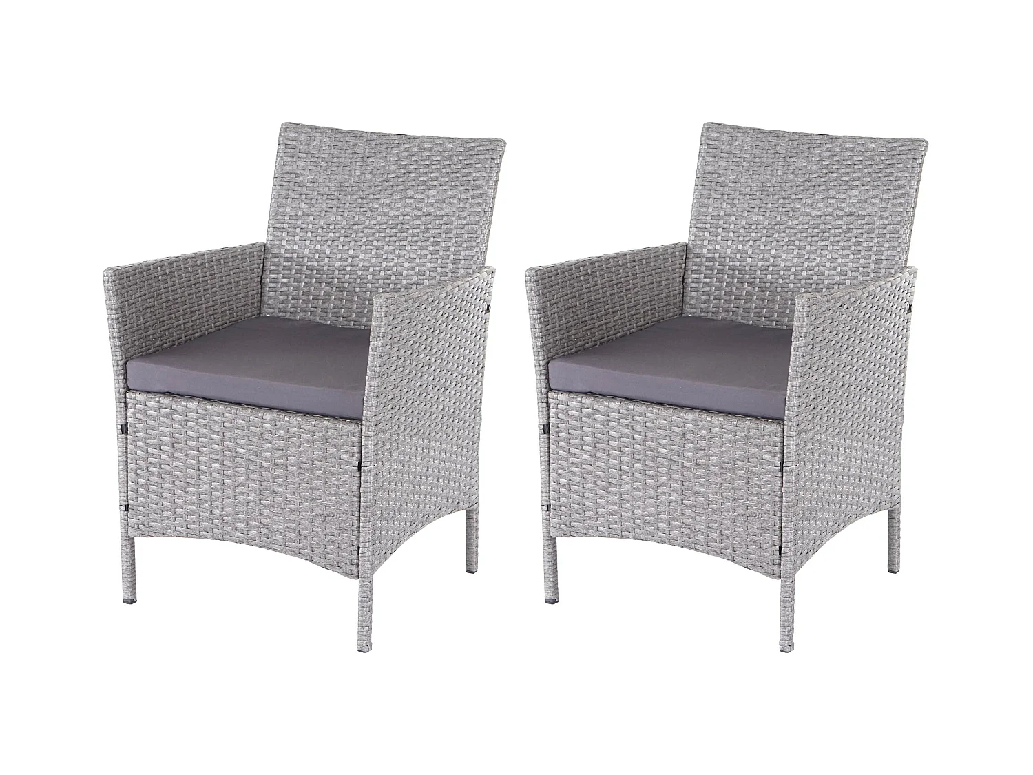 Polyrotan fauteuils Halden (set van 2),  grijs, antraciet kussens
