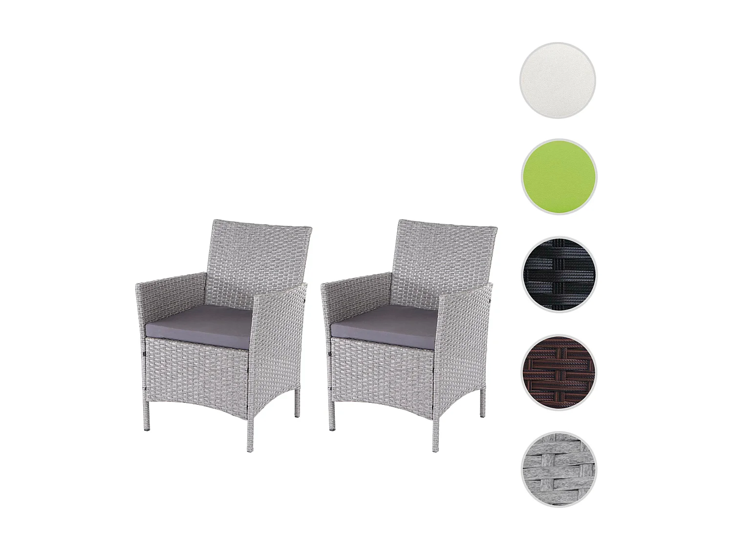 Cadeirão Halden poly rattan (conjunto de 2),  cinzento, almofadas antracite