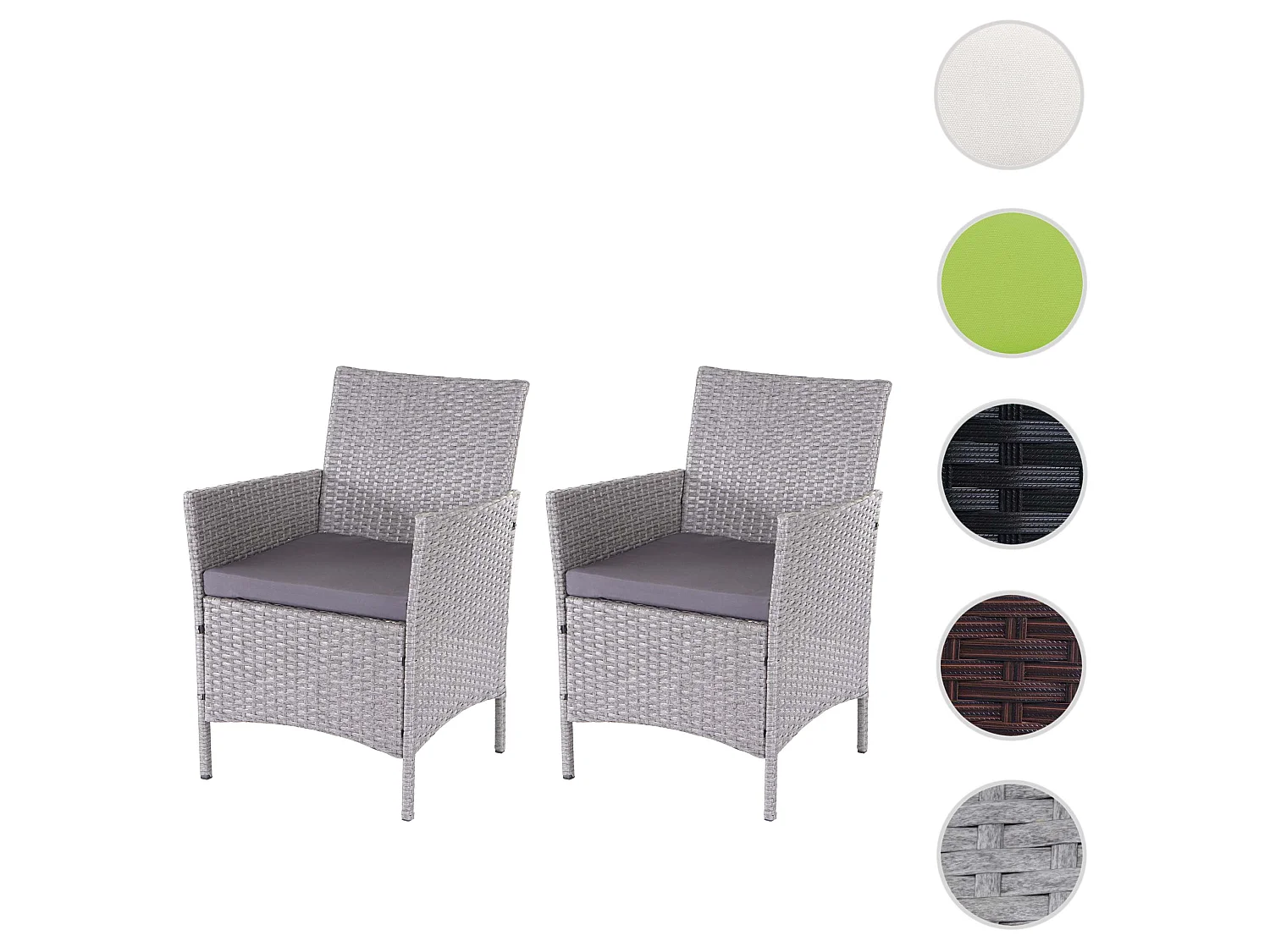 Fotel rattanowy Halden (zestaw 2 sztuk),  szary, poduszki antracytowe