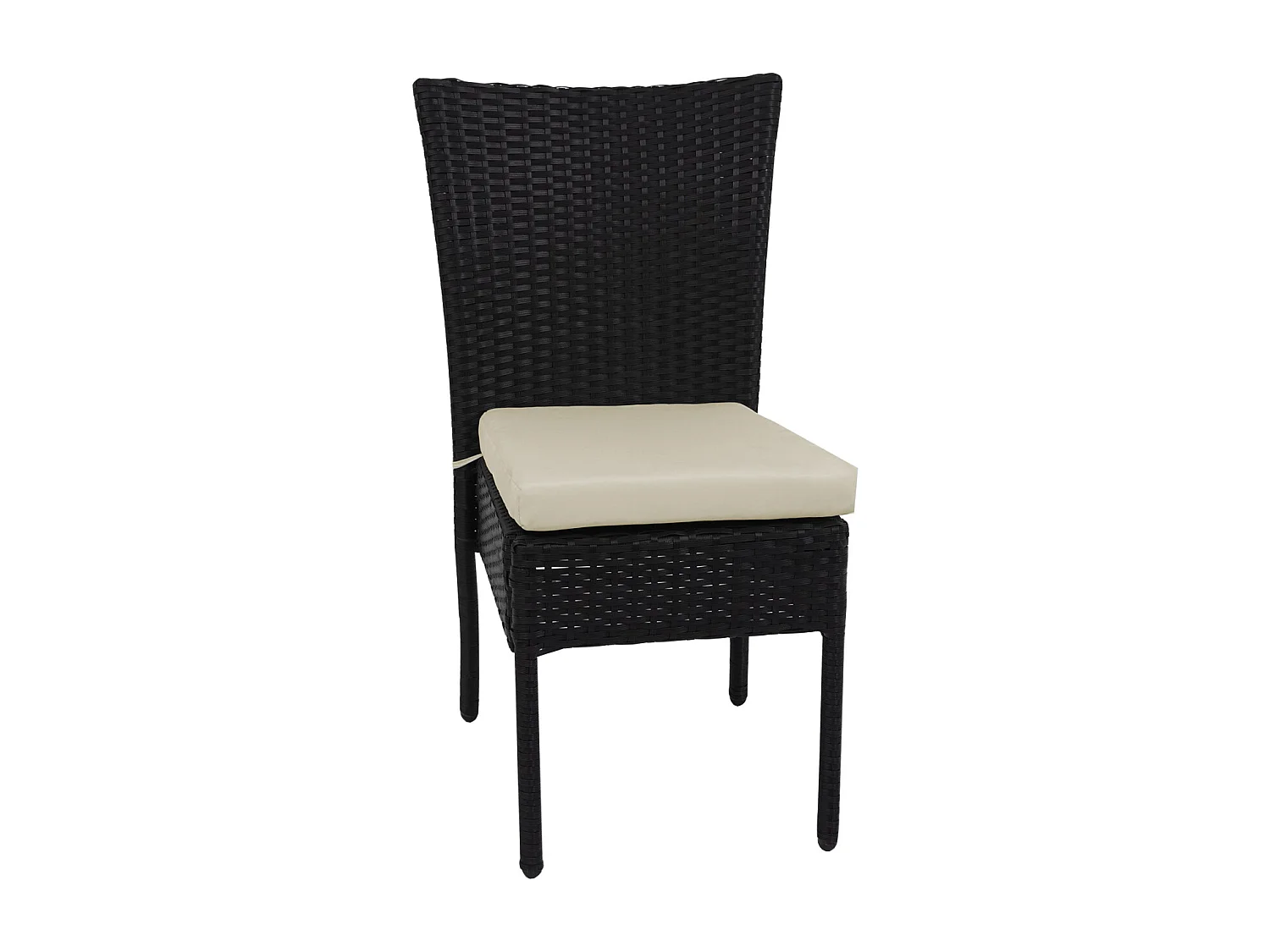 Poly-Rattan Stuhl MCW-G19 (2er-Set), Schwarz, Kissen creme