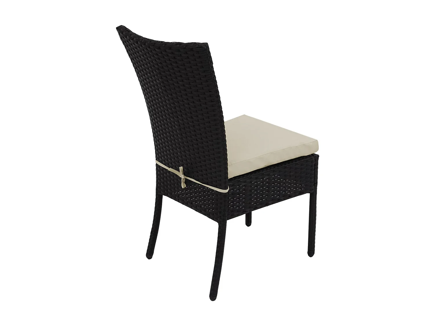 Poly-Rattan Stuhl MCW-G19 (2er-Set), Schwarz, Kissen creme