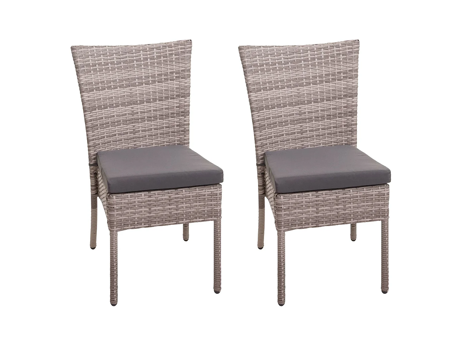 Poly-Rattan Chaise MCW-G19 (lot de 2),  gris, coussins gris foncé
