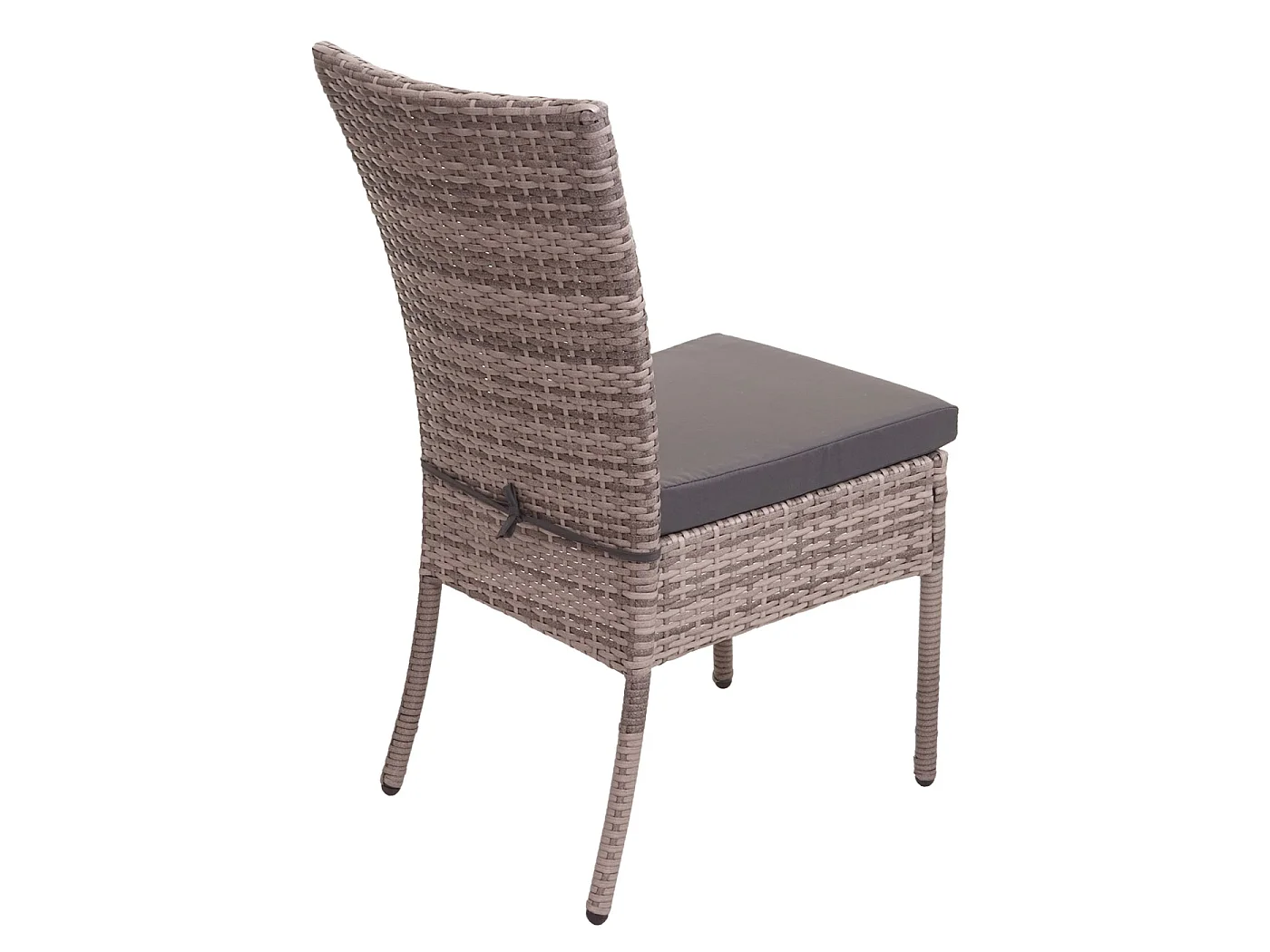 Poly-rattan stoel MCW-G19 (set van 2),  grijsbruin, donkergrijze kussens