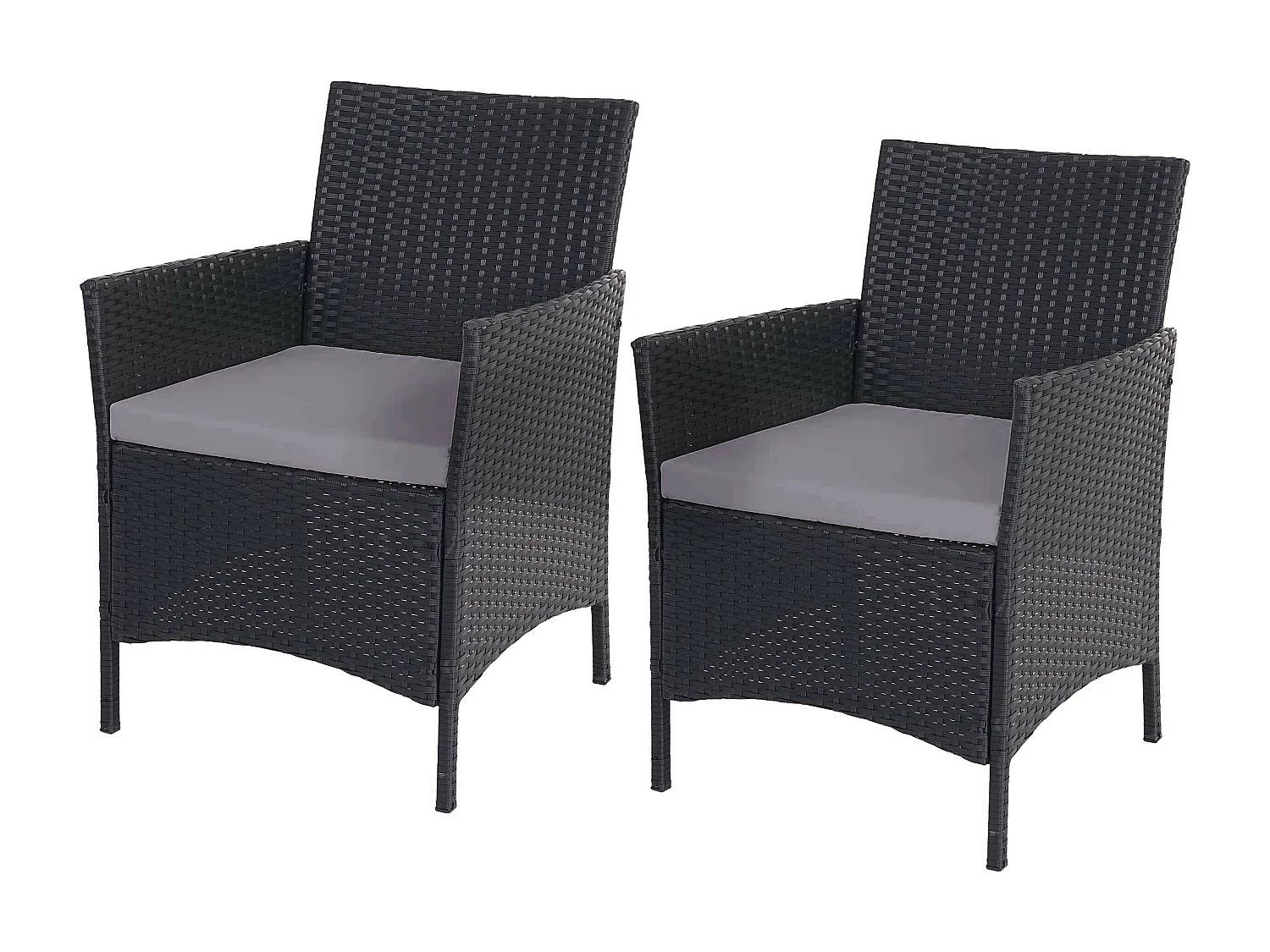 Poly-Rattan Sessel Halden (2er-Set), Anthrazit, Kissen anthrazit