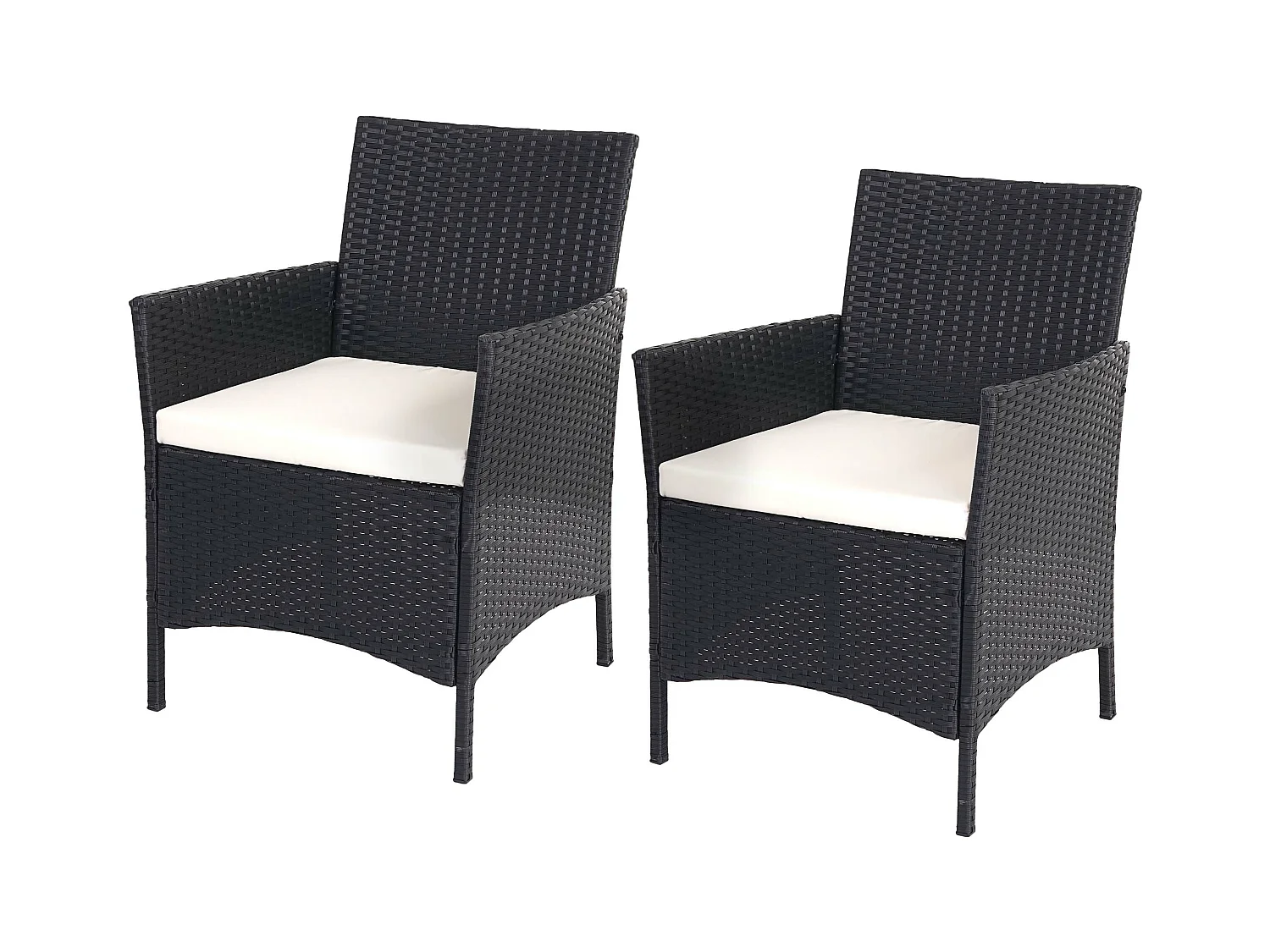 Polyrotan fauteuils Halden (set van 2),  antraciet, crèmekleurige kussens
