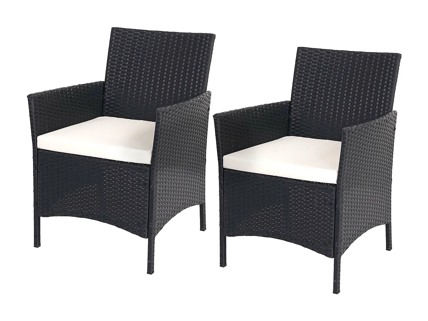 Poly-Rattan Sessel Halden (2er-Set), Anthrazit, Kissen creme